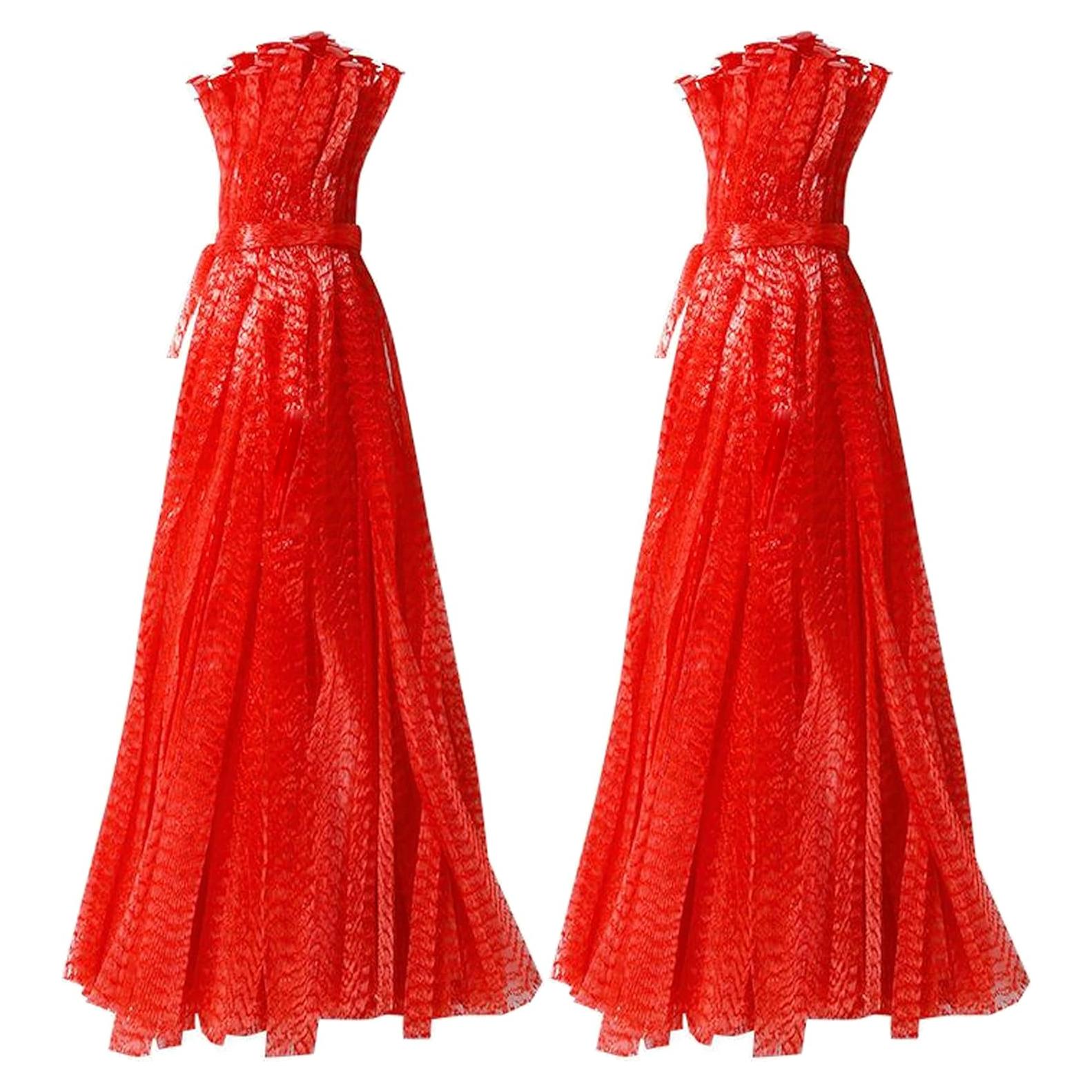 Paquete de 100 Bolsas de Malla Reutilizables 61 cm Rojo