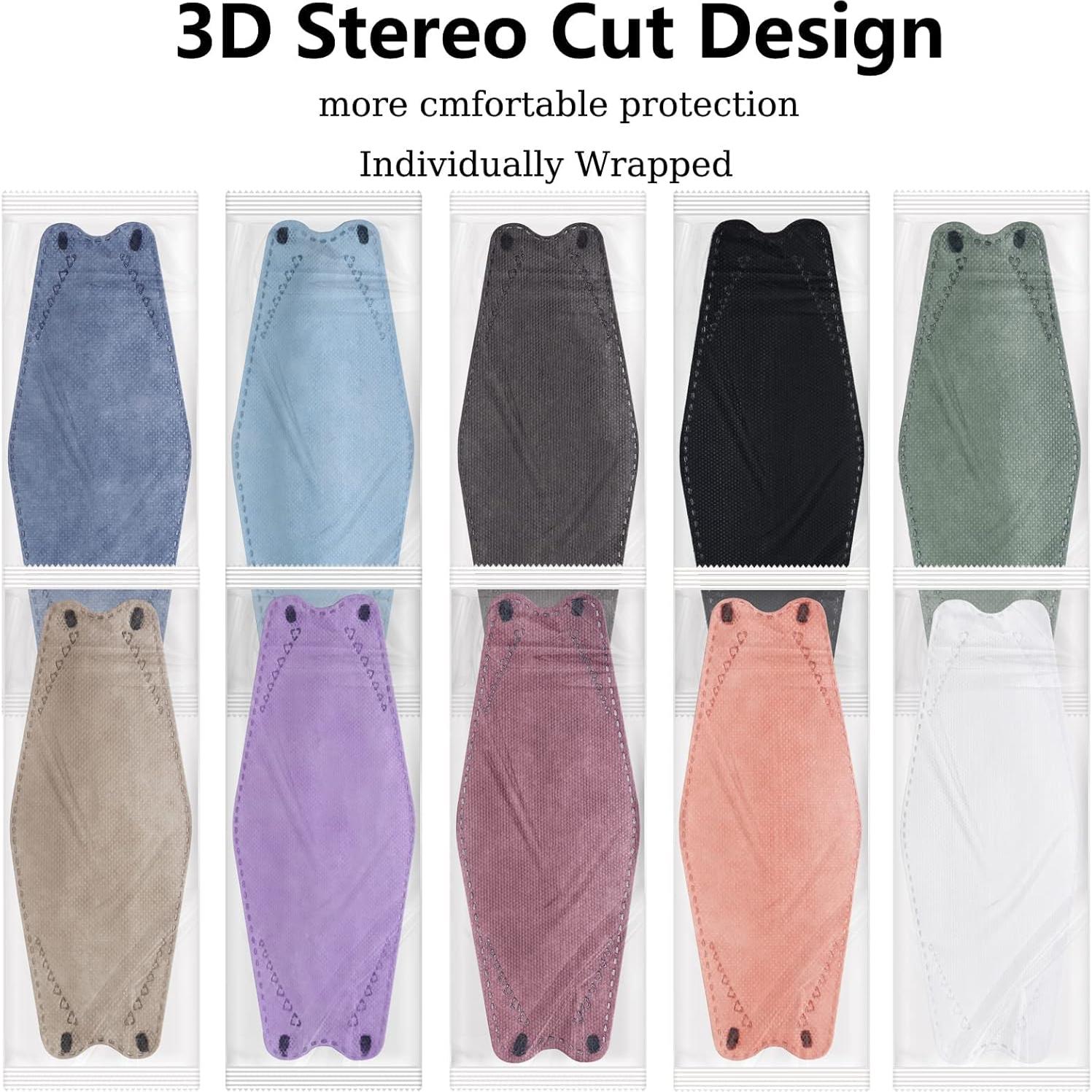 100 Mascarillas KF94 3D Adultos Individuales 4 Capas