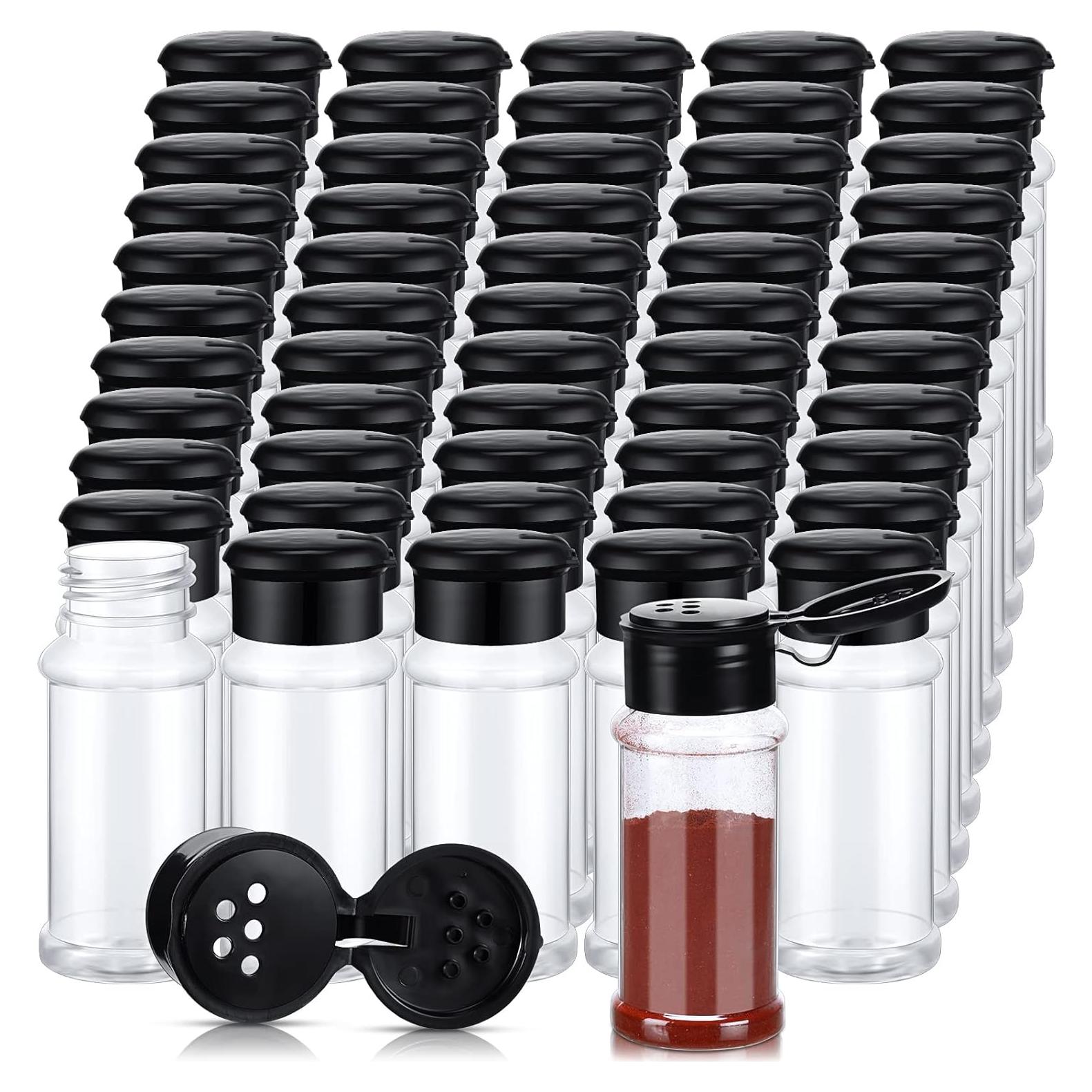 100 Tarros de Plástico para Especias Amyhill 100ml Tapa Negra