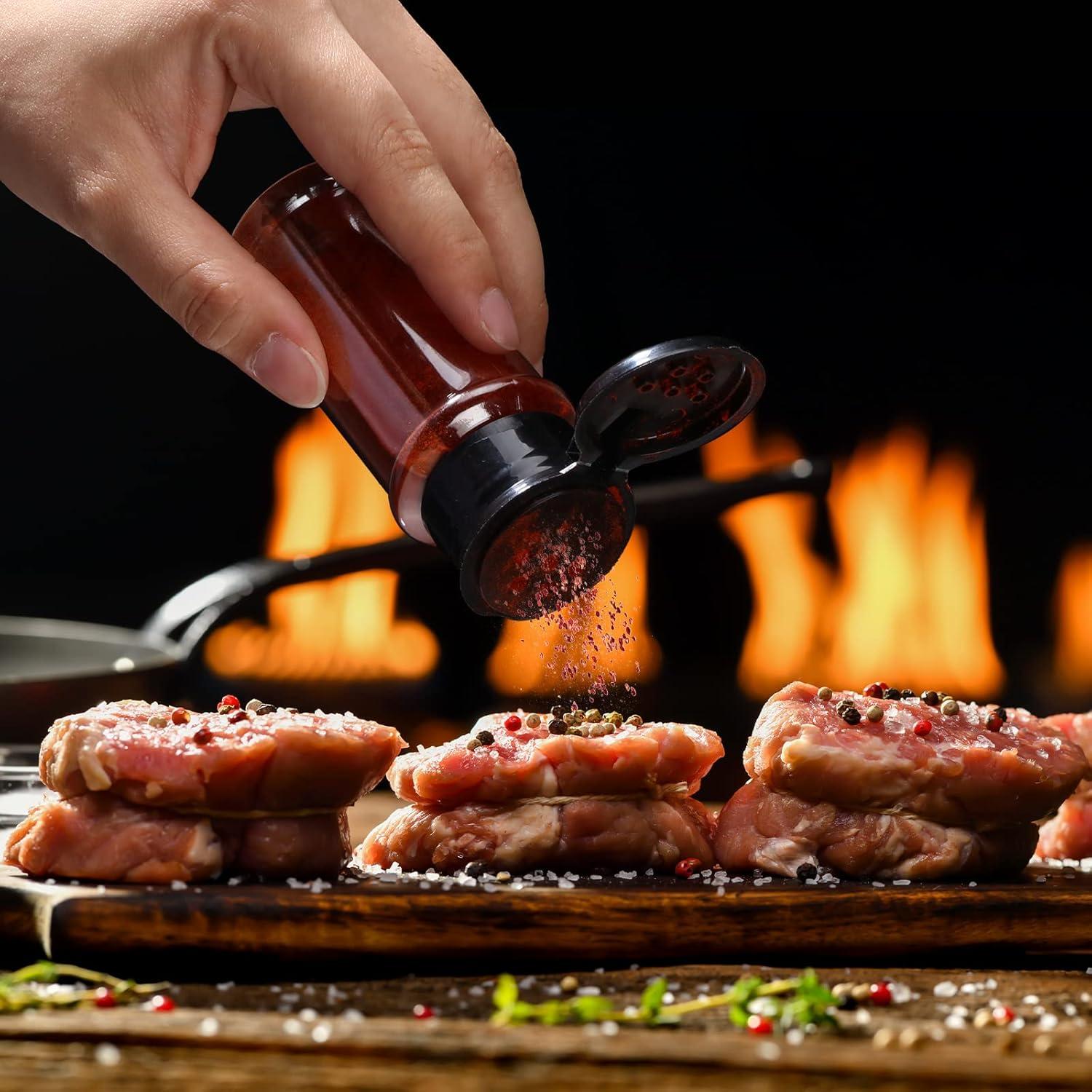 100 Tarros de Plástico para Especias Amyhill 100ml Tapa Negra