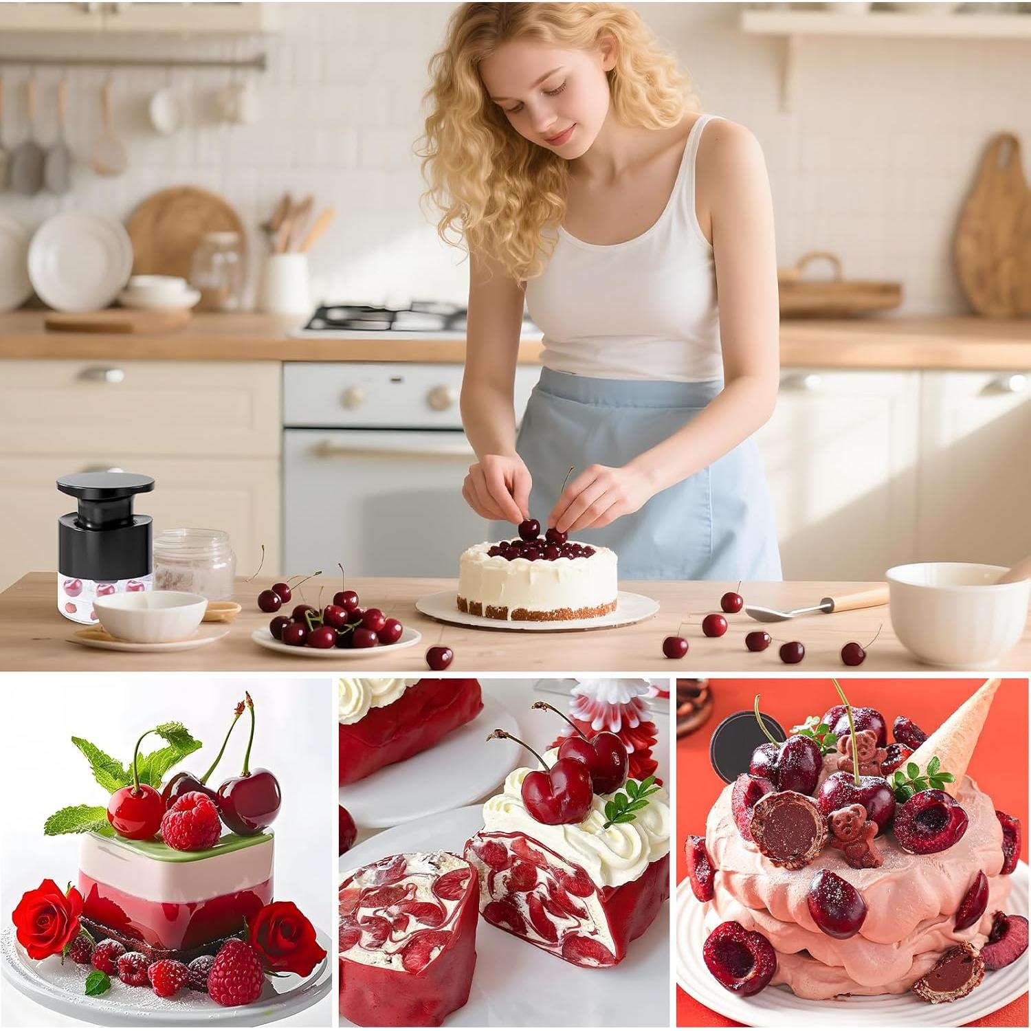 Deshuesador de Cereza YT-QH-22 Negro con Bandeja de Almacenamiento