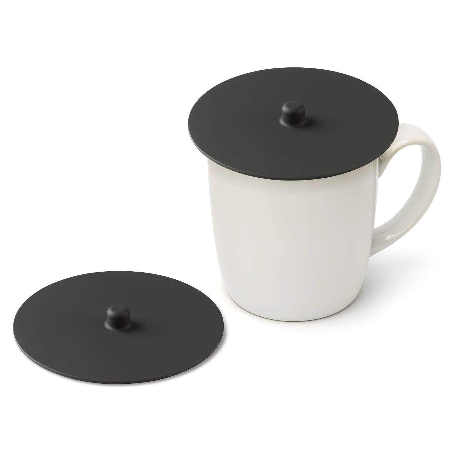 Carrotez 2 Tapas de Silicona Reutilizables para Tazas - Negro
