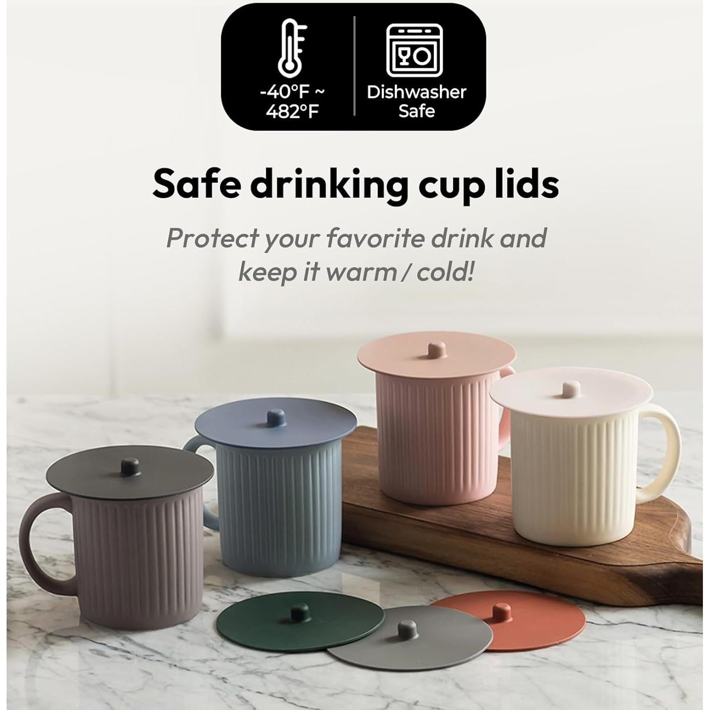 Carrotez 2 Tapas de Silicona Reutilizables para Tazas - Negro