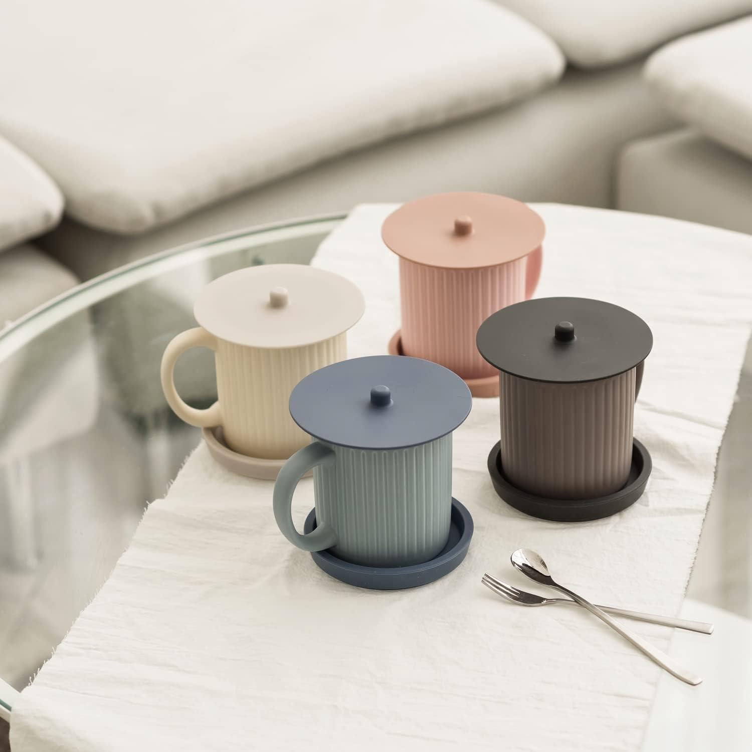 Carrotez 2 Tapas de Silicona Reutilizables para Tazas - Negro