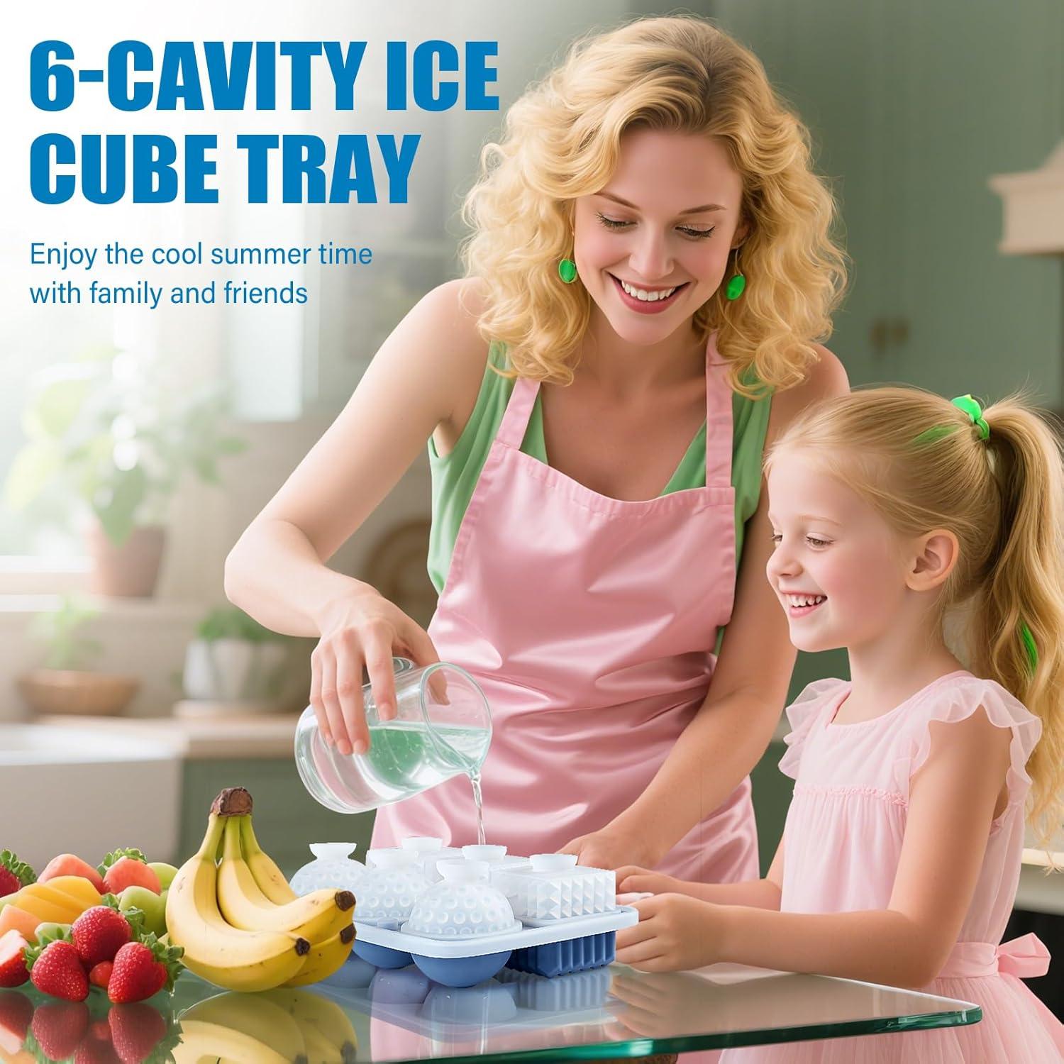 Bandeja de Hielo Acomler Grande Silicona 6 Cubos y Esferas