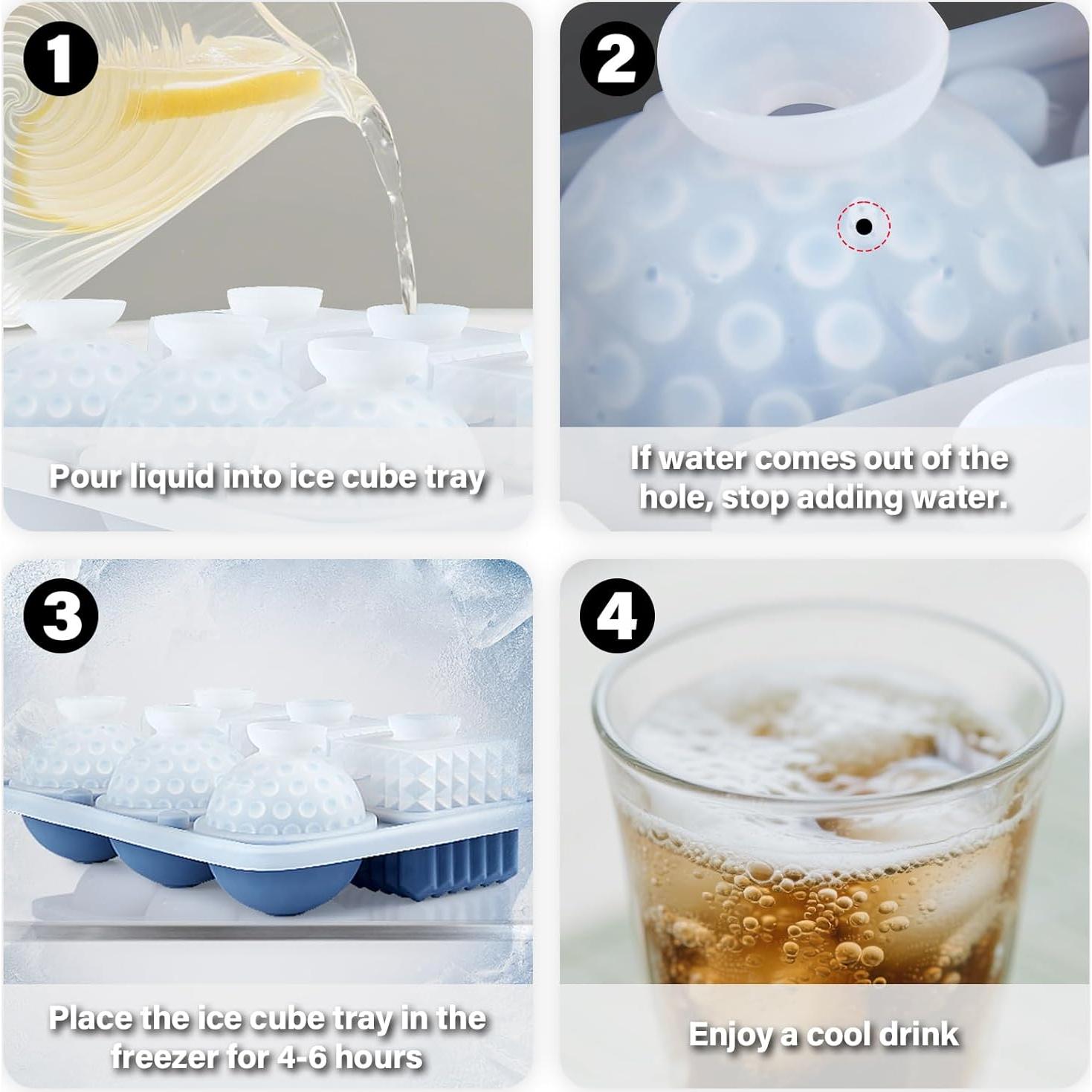 Bandeja de Hielo Acomler Grande Silicona 6 Cubos y Esferas