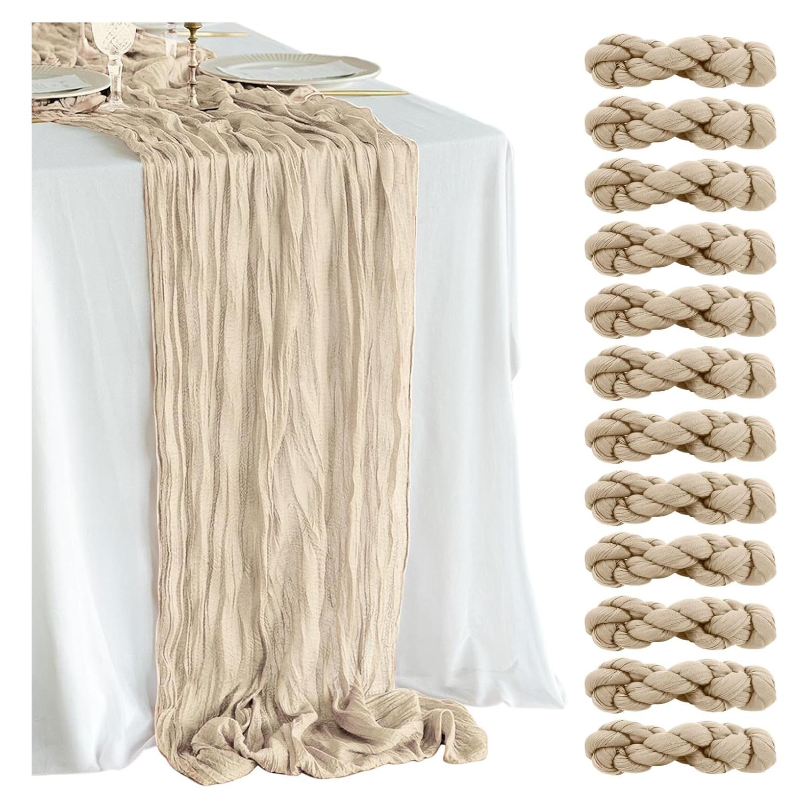 Paquete de 12 corredores de mesa de gasa 90x300 cm Marfil