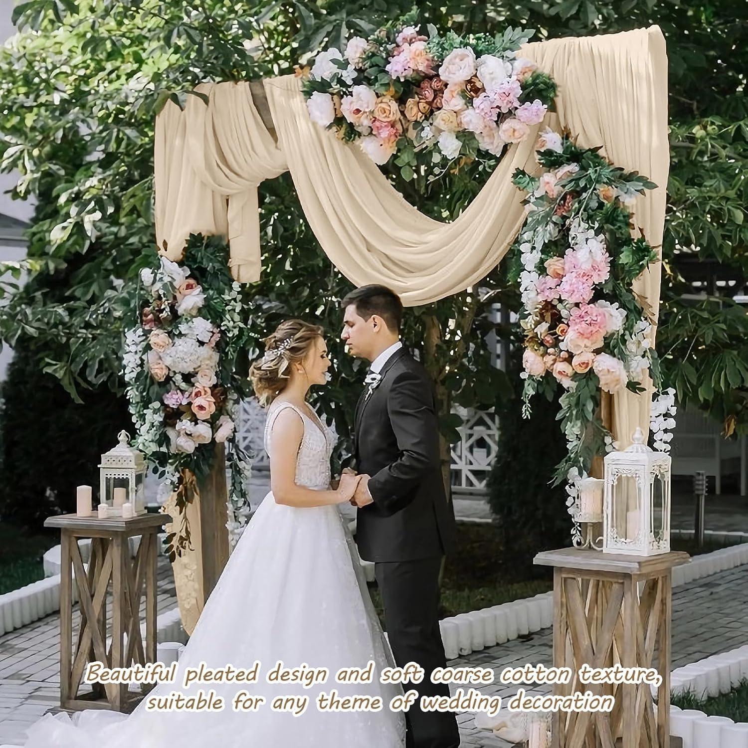 Paquete de 12 corredores de mesa de gasa 90x300 cm Marfil