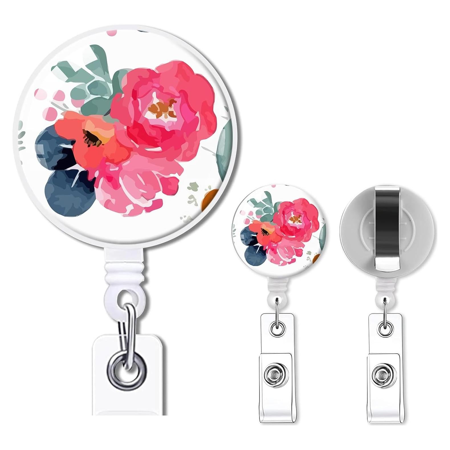 Paquete de 2 Soportes de Insignia Retráctiles Quohet Floral