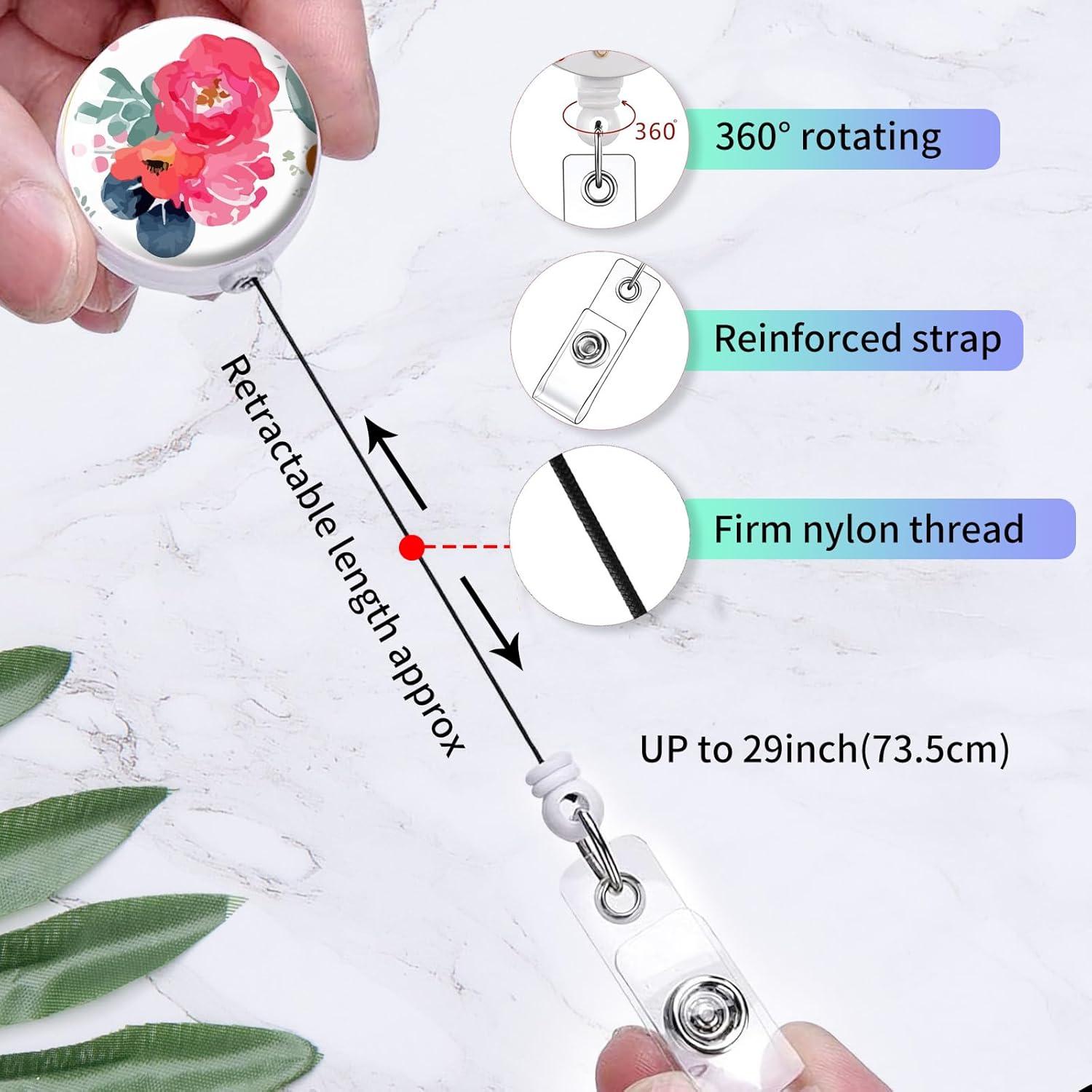 Paquete de 2 Soportes de Insignia Retráctiles Quohet Floral