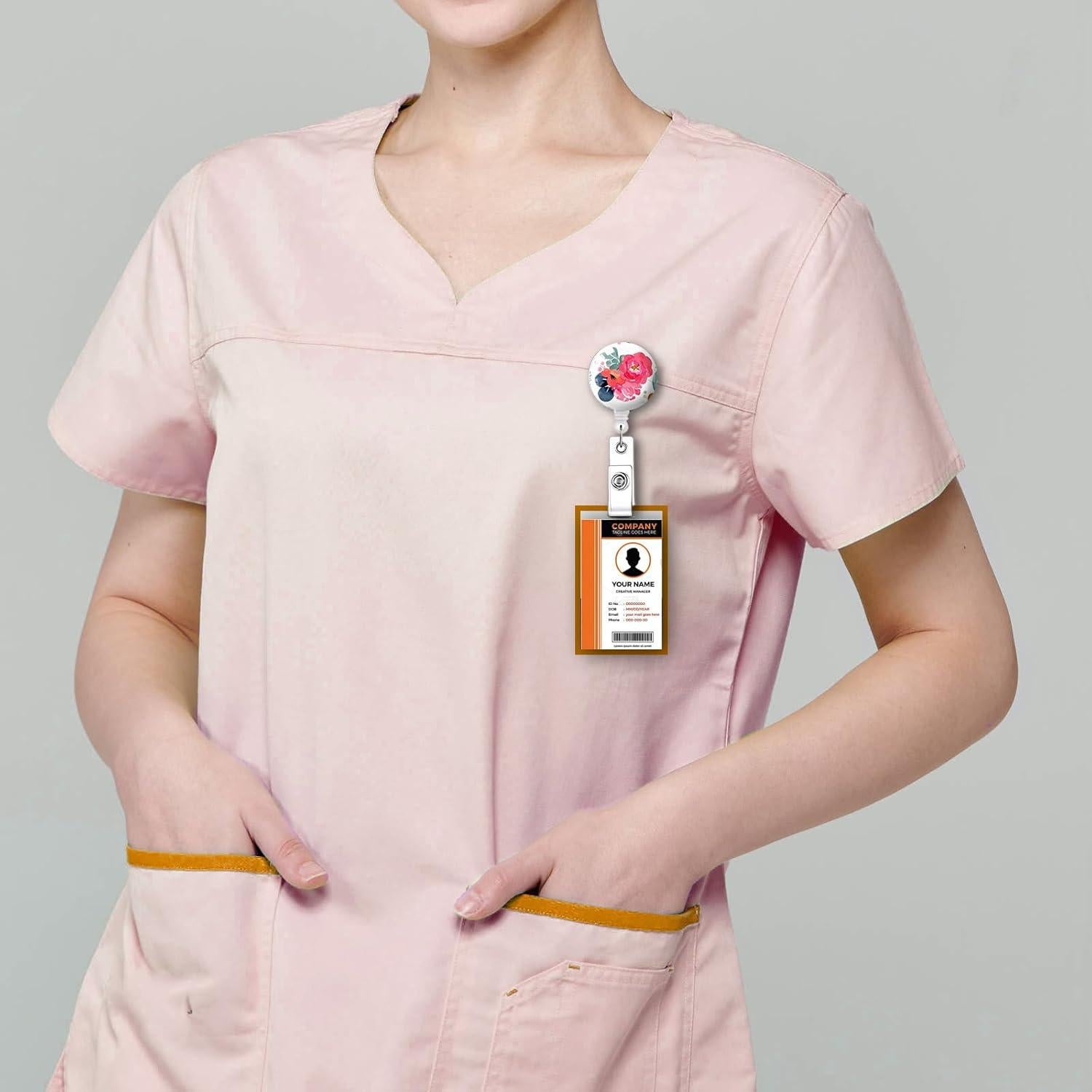 Paquete de 2 Soportes de Insignia Retráctiles Quohet Floral