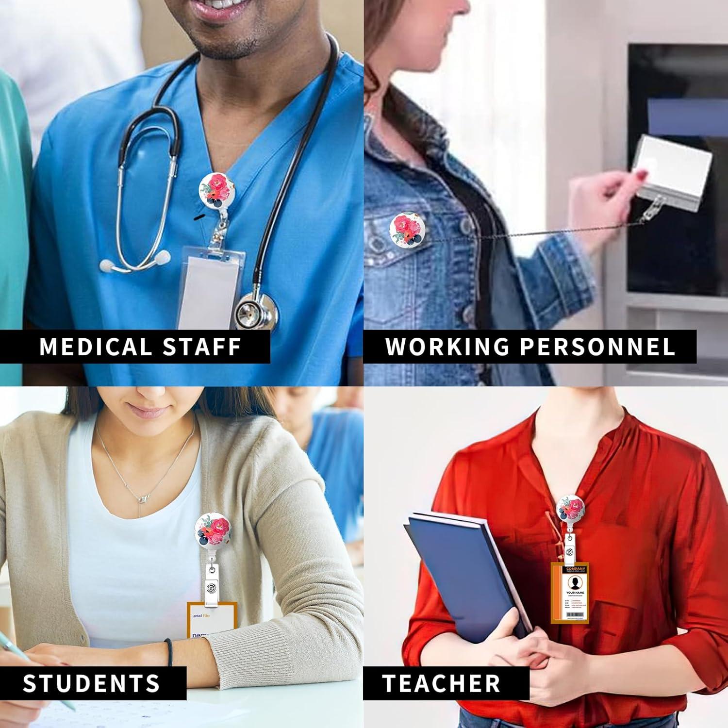 Paquete de 2 Soportes de Insignia Retráctiles Quohet Floral