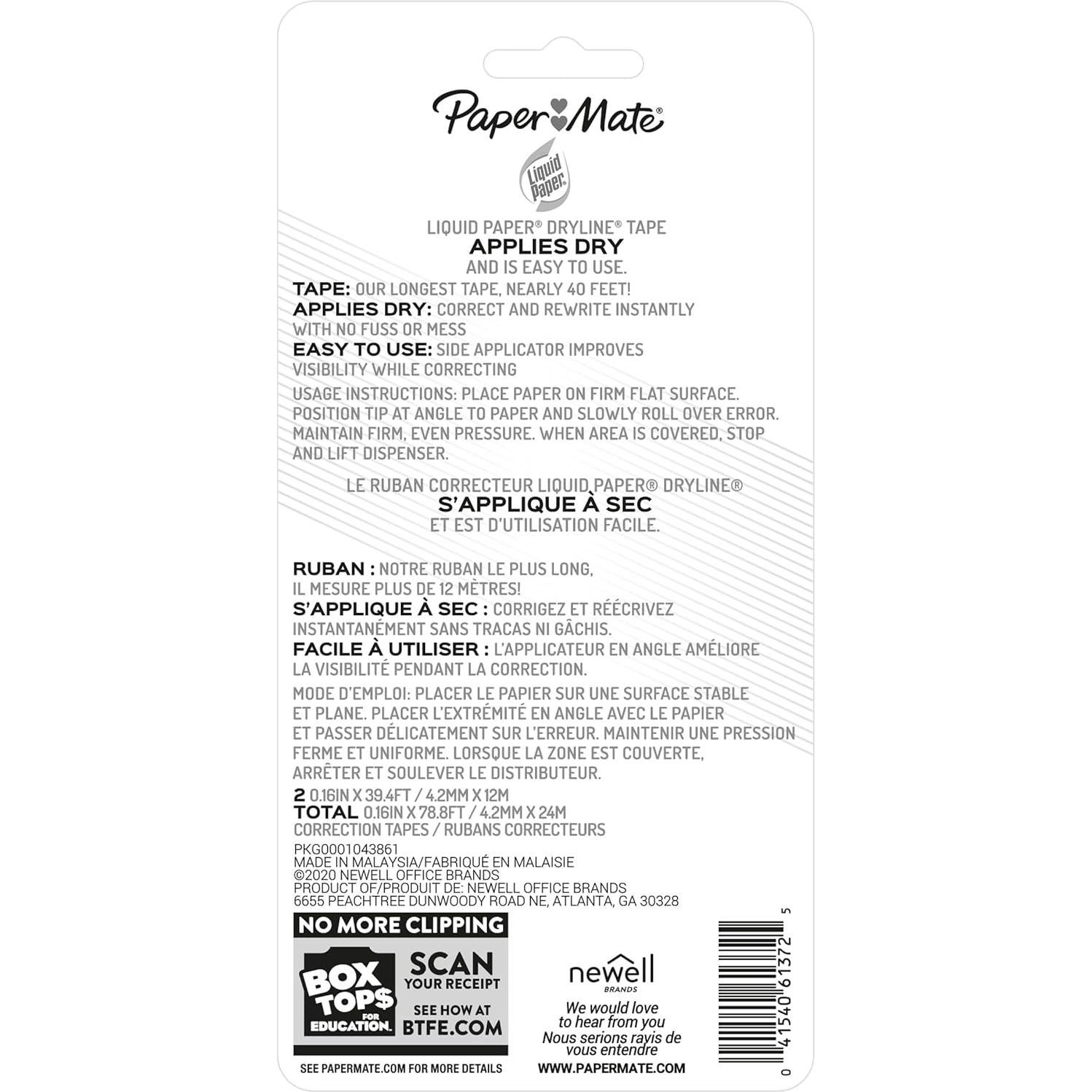 Cinta Correctora Liquid Paper DryLine Extra Larga 12.19m