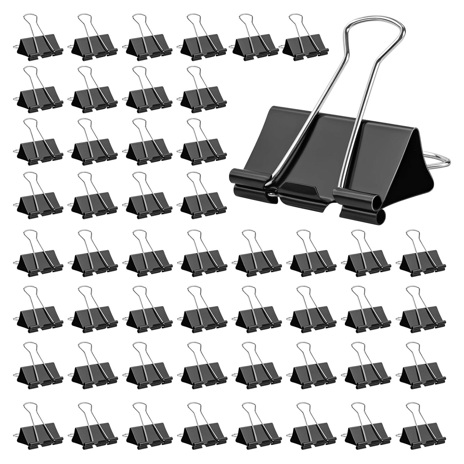 Clips de Carpeta Grandes OWLKELA 50 Pcs Negros 4.06 cm