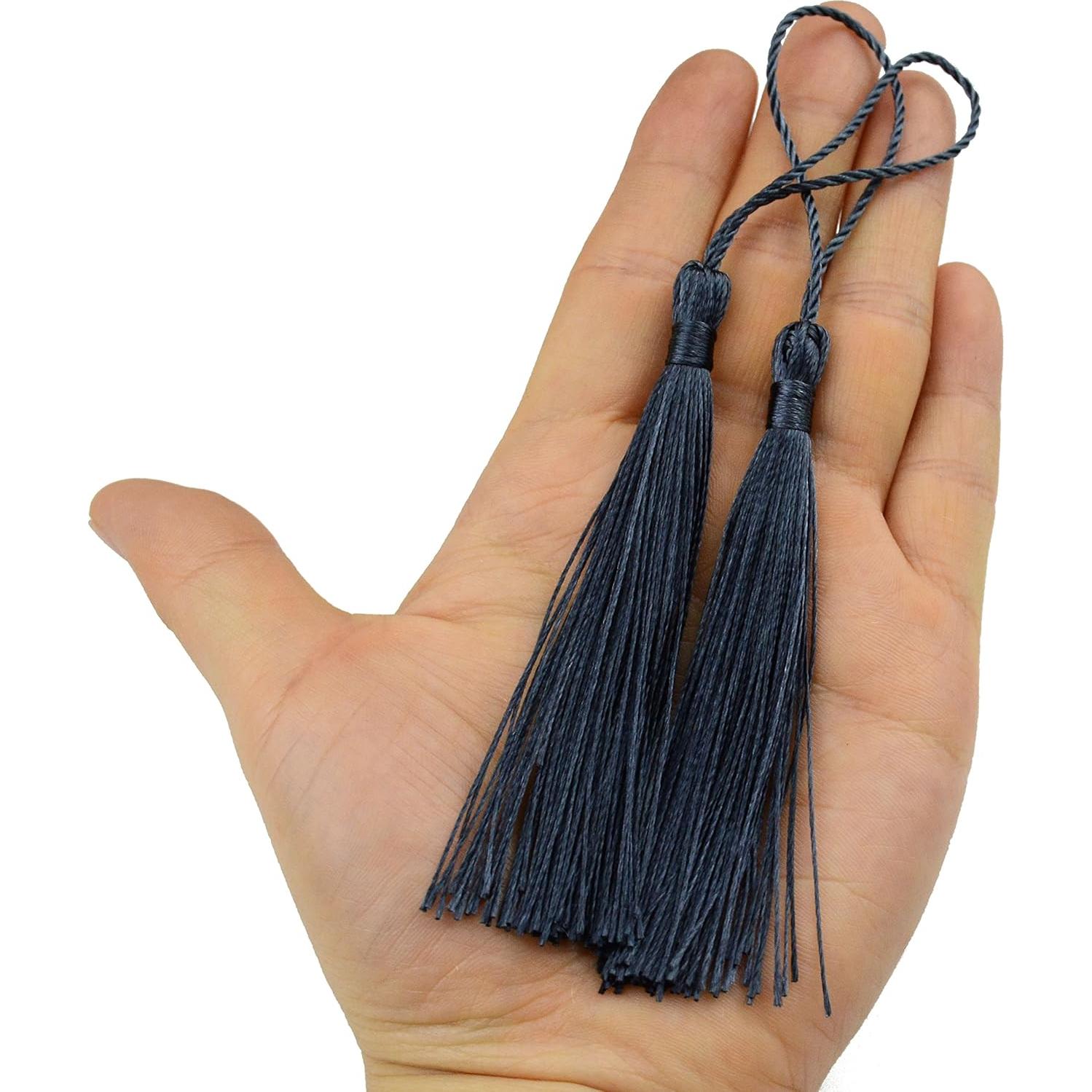 100 Borlas de Seda Makhry 13cm Gris Oscuro para Manualidades