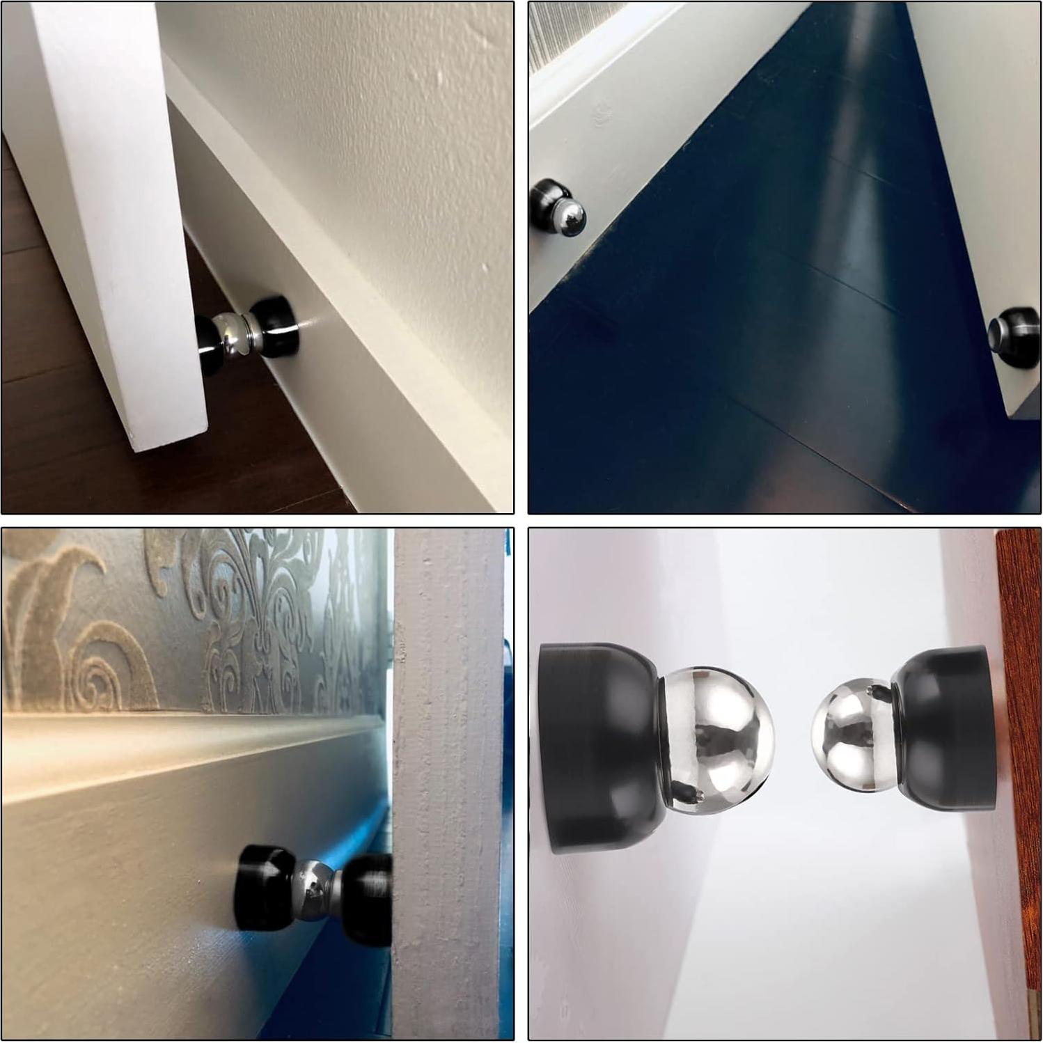 Topes de Puerta Magnéticos Sumnacon 2 Pcs Acero Inoxidable Negro