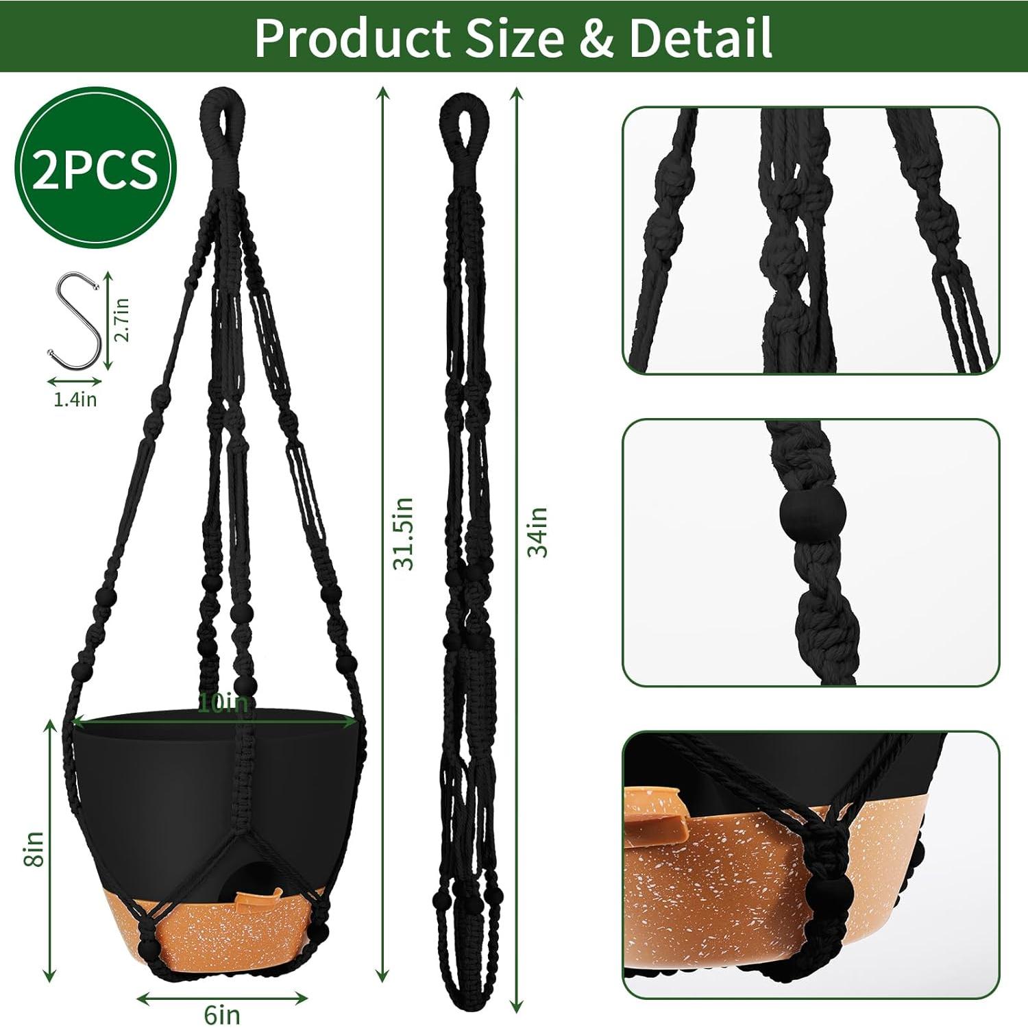 Macetas Colgantes GARDIFE 25 cm Autorriego Paquete de 2 Negro