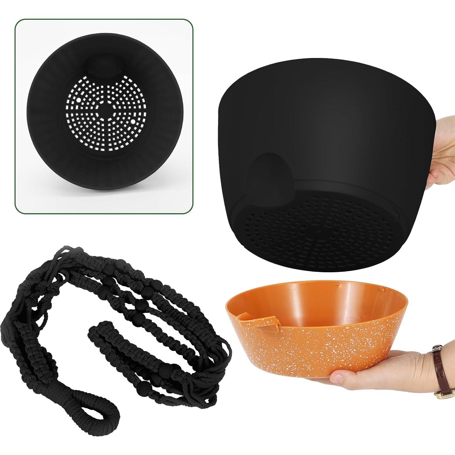 Macetas Colgantes GARDIFE 25 cm Autorriego Paquete de 2 Negro