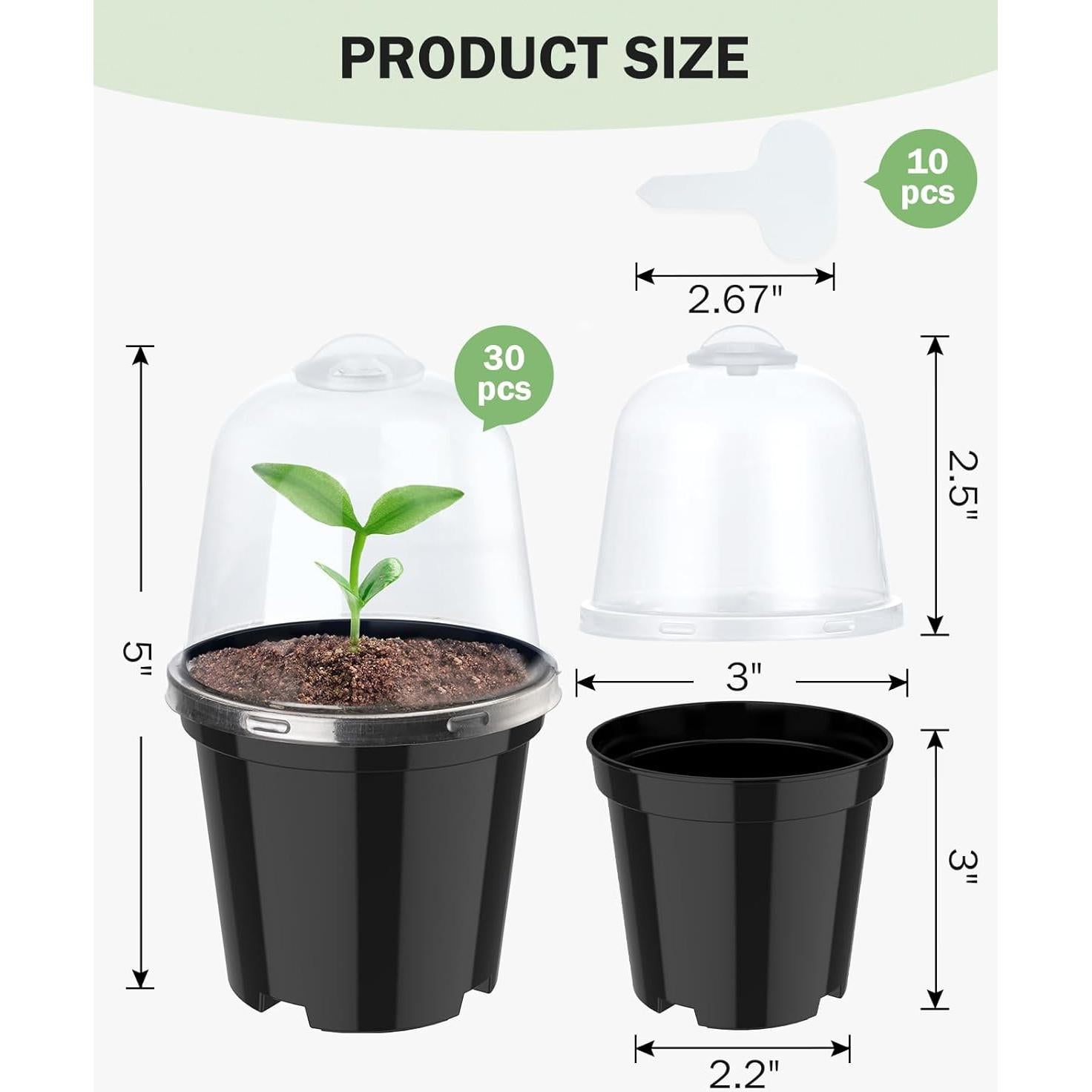 Macetas de Vivero Homenote 3" con Drenaje y Etiquetas - 30 Pzas