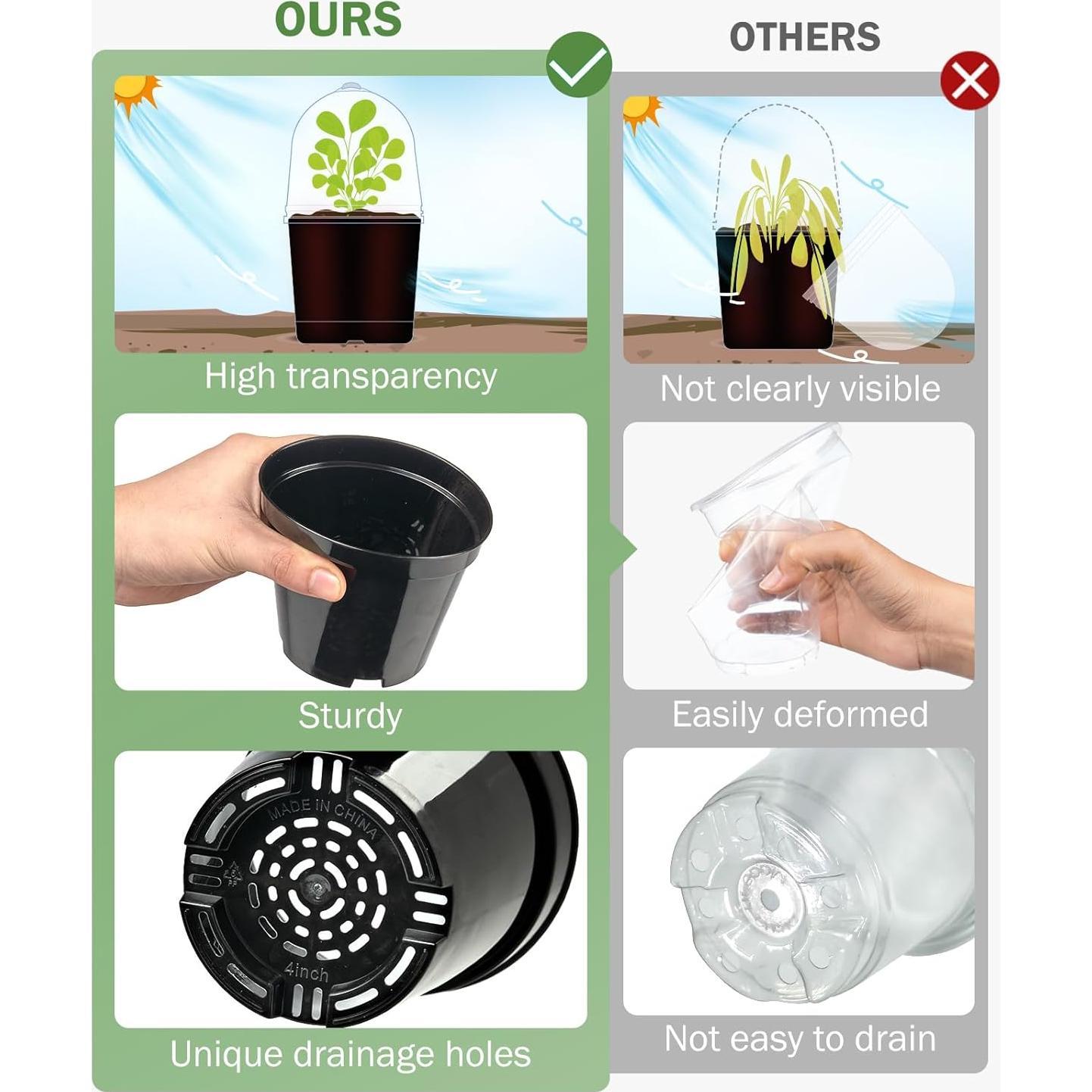 Macetas de Vivero Homenote 3" con Drenaje y Etiquetas - 30 Pzas