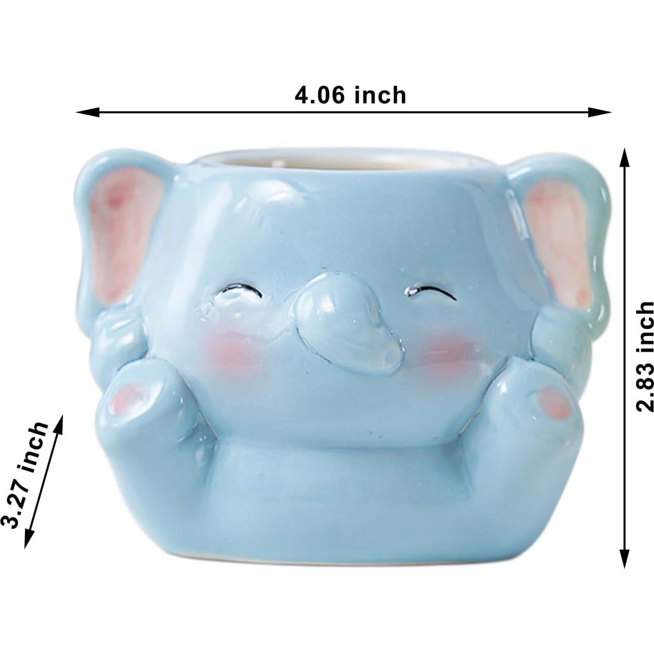 Maceta de Cerámica DIYOMR Elefante Bebé para Suculentas