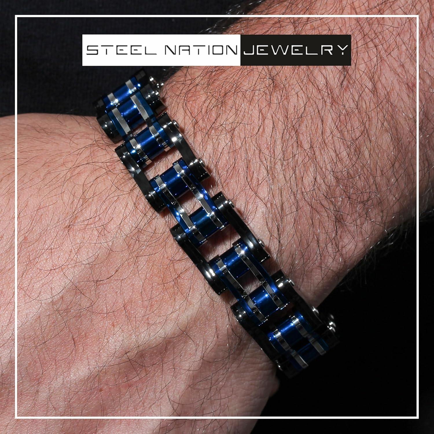 Pulsera de cadena de bicicleta Steel Nation tricolor 21,59 cm