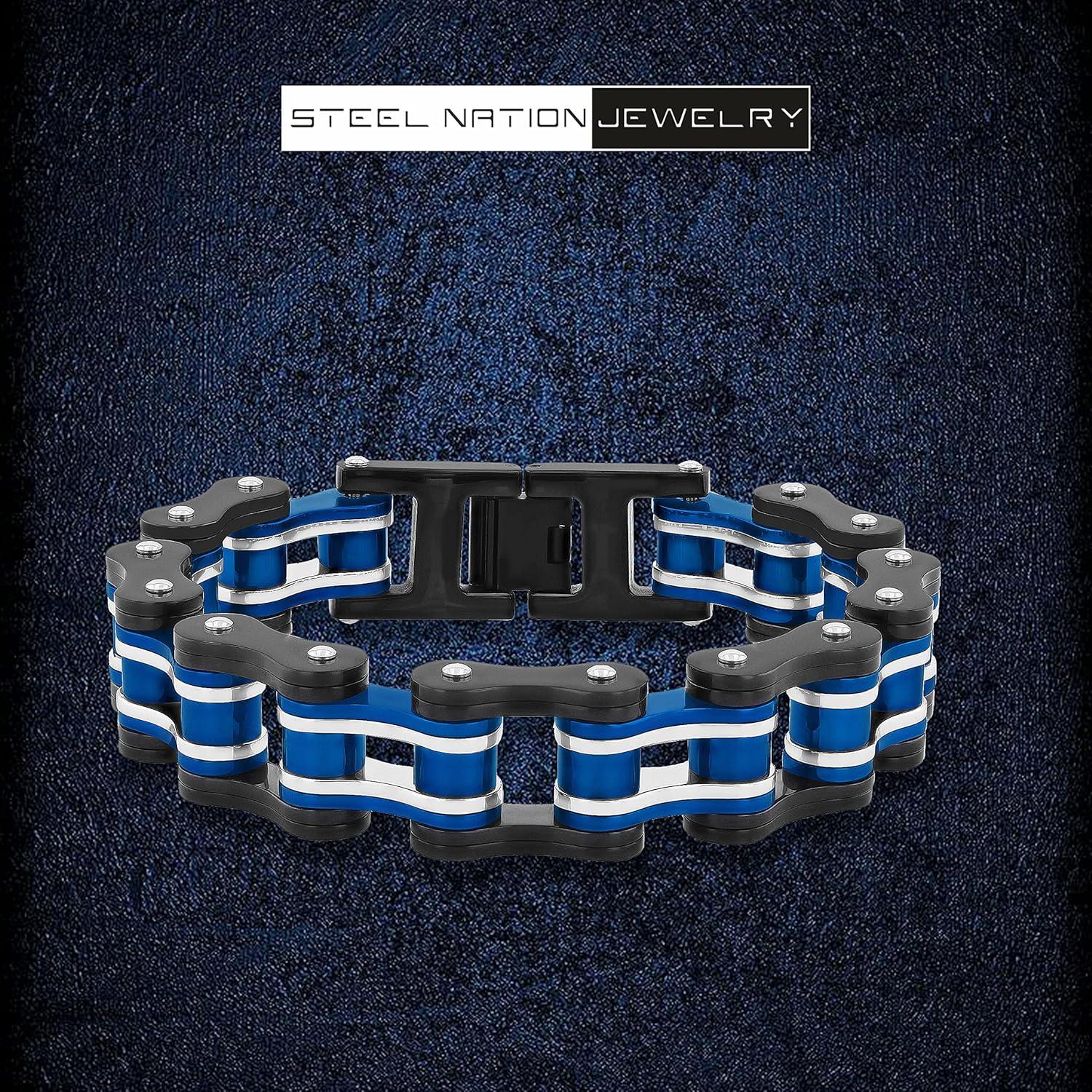 Pulsera de cadena de bicicleta Steel Nation tricolor 21,59 cm