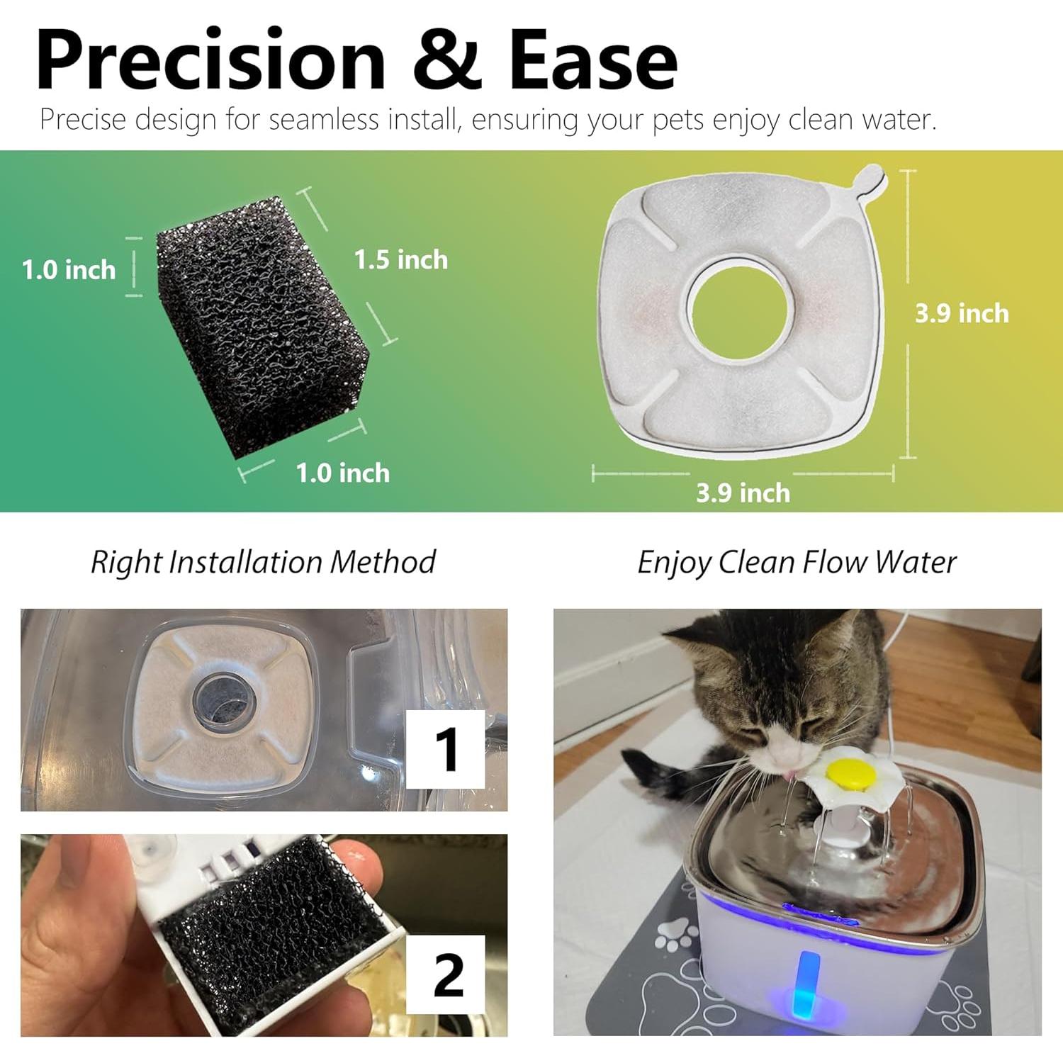 Filtros de Reemplazo TOGGATH para Fuente de Agua Mascotas Pack 8