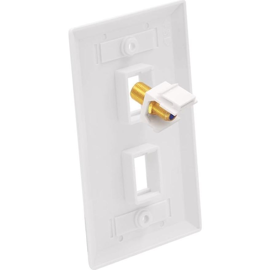 Placa de Pared Coaxial y Ethernet VCE 2 Puertos CAT6 Azul