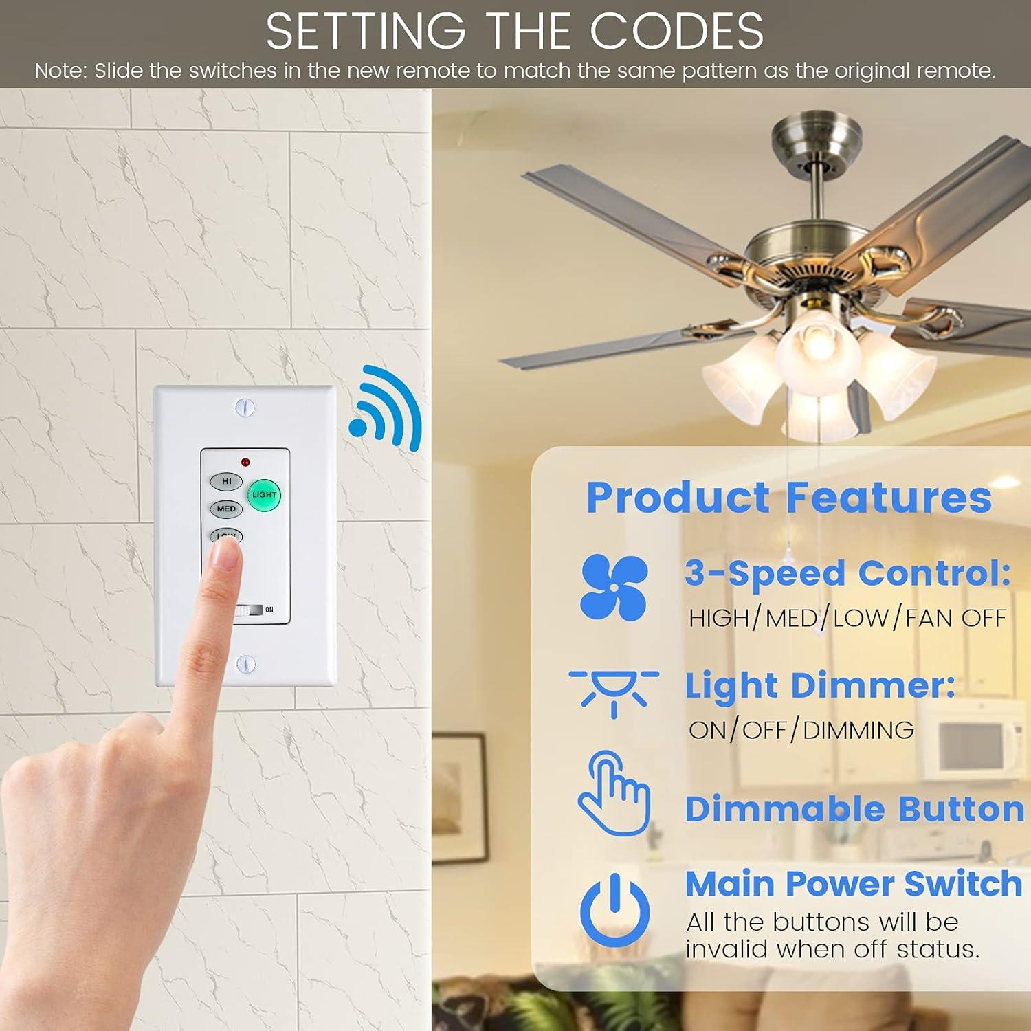 Control Remoto de Ventilador de Techo Eogifee UC-9050T 3 Velocidades
