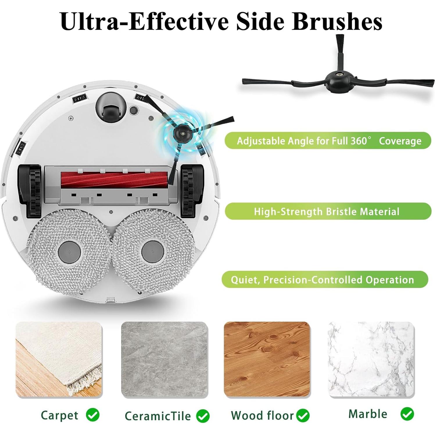 Cepillos Laterales Soniicmomo para Roborock Q Revo y S8 - 6 Piezas