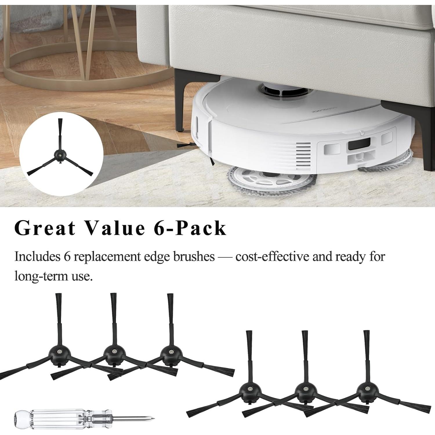 Cepillos Laterales Soniicmomo para Roborock Q Revo y S8 - 6 Piezas
