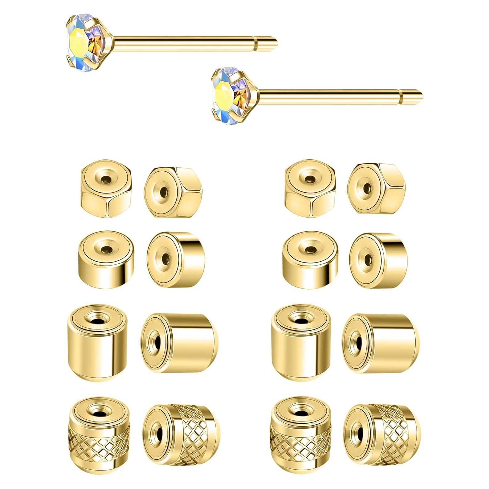 Respaldos de Aretes Planos AOEDEJ en Oro - 8 Pares