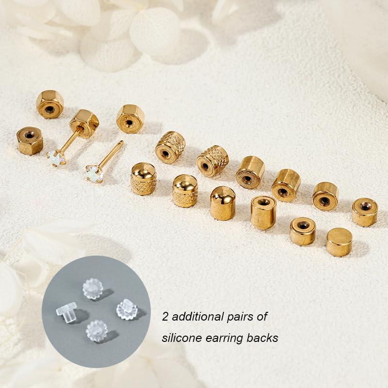 Respaldos de Aretes Planos AOEDEJ en Oro - 8 Pares