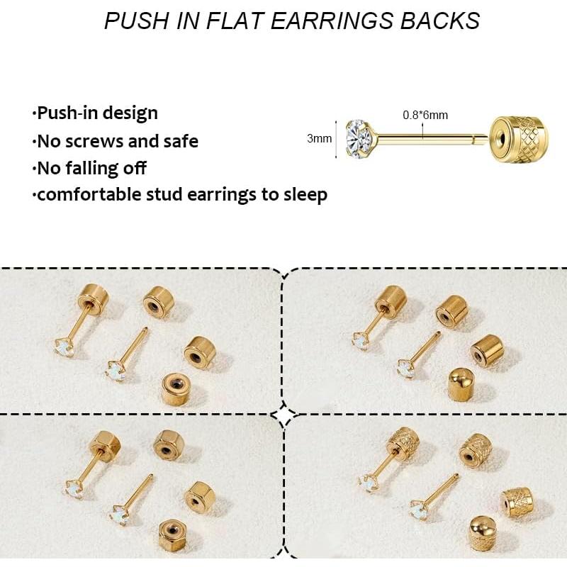 Respaldos de Aretes Planos AOEDEJ en Oro - 8 Pares