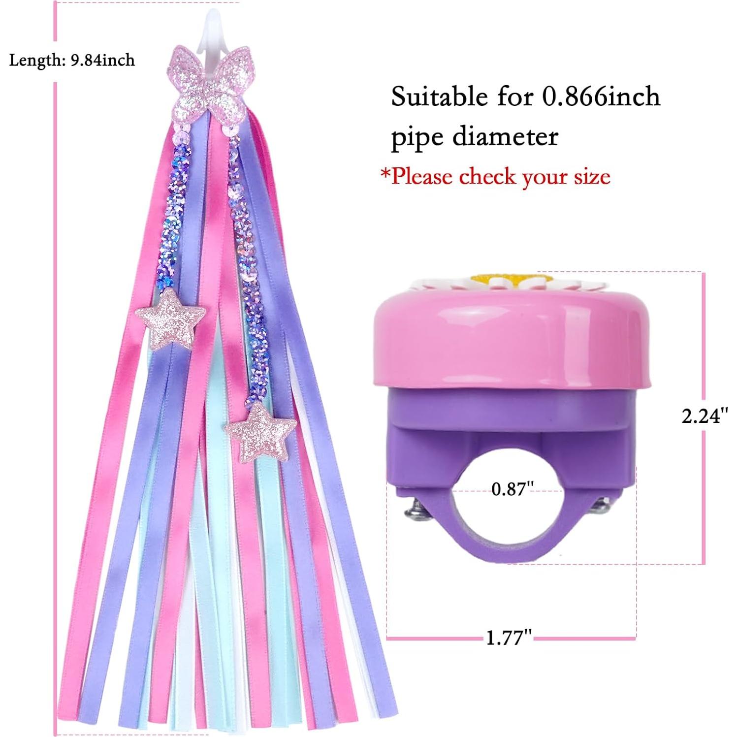 Campana de Bicicleta Fntjlro con Streamers Rosa para Niñas