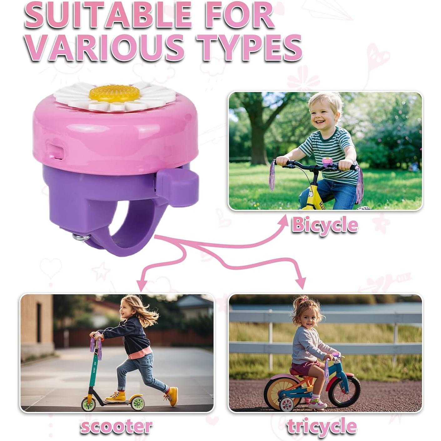 Campana de Bicicleta Fntjlro con Streamers Rosa para Niñas