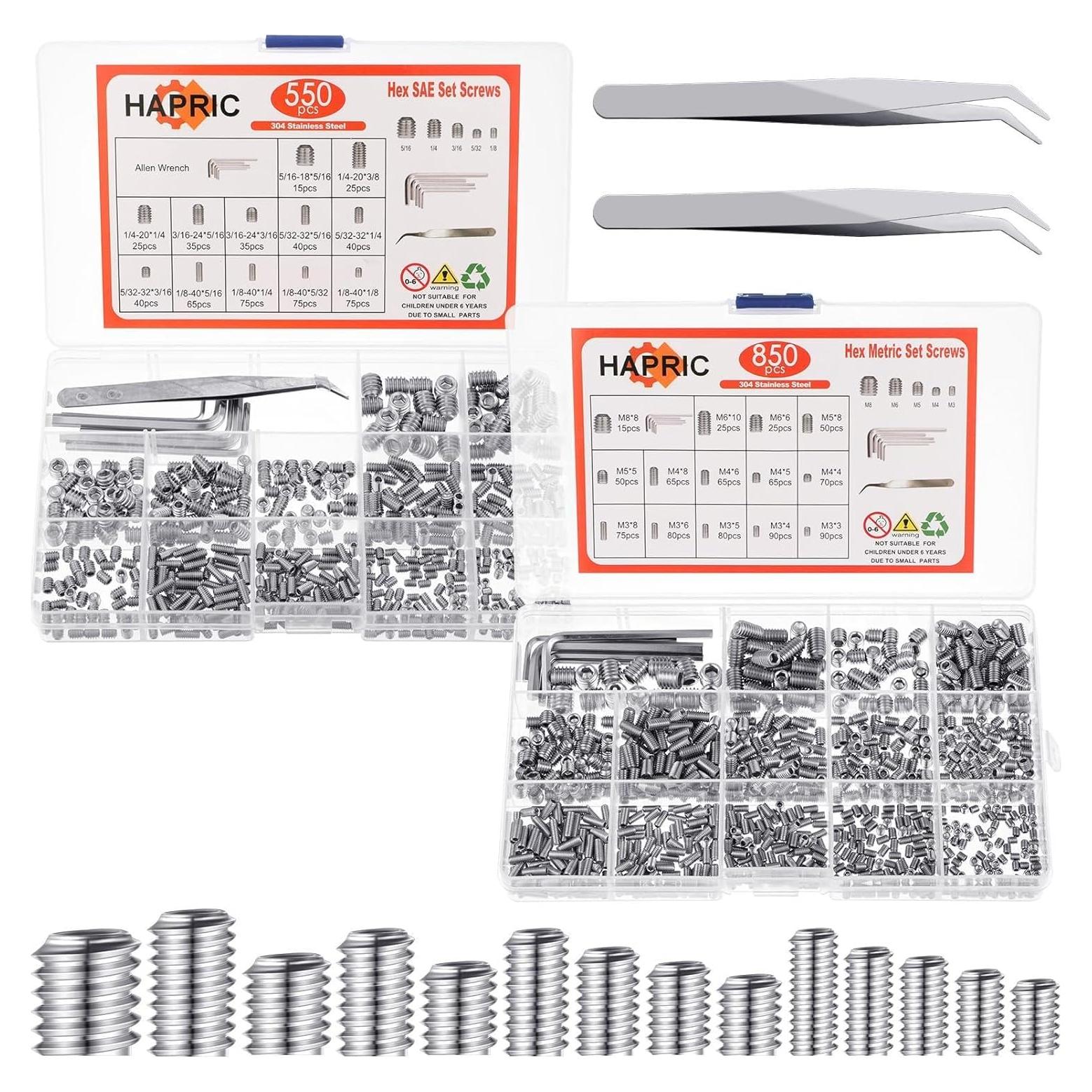 Kit de Tornillos Hexagonales 1400 Piezas Acero Inoxidable