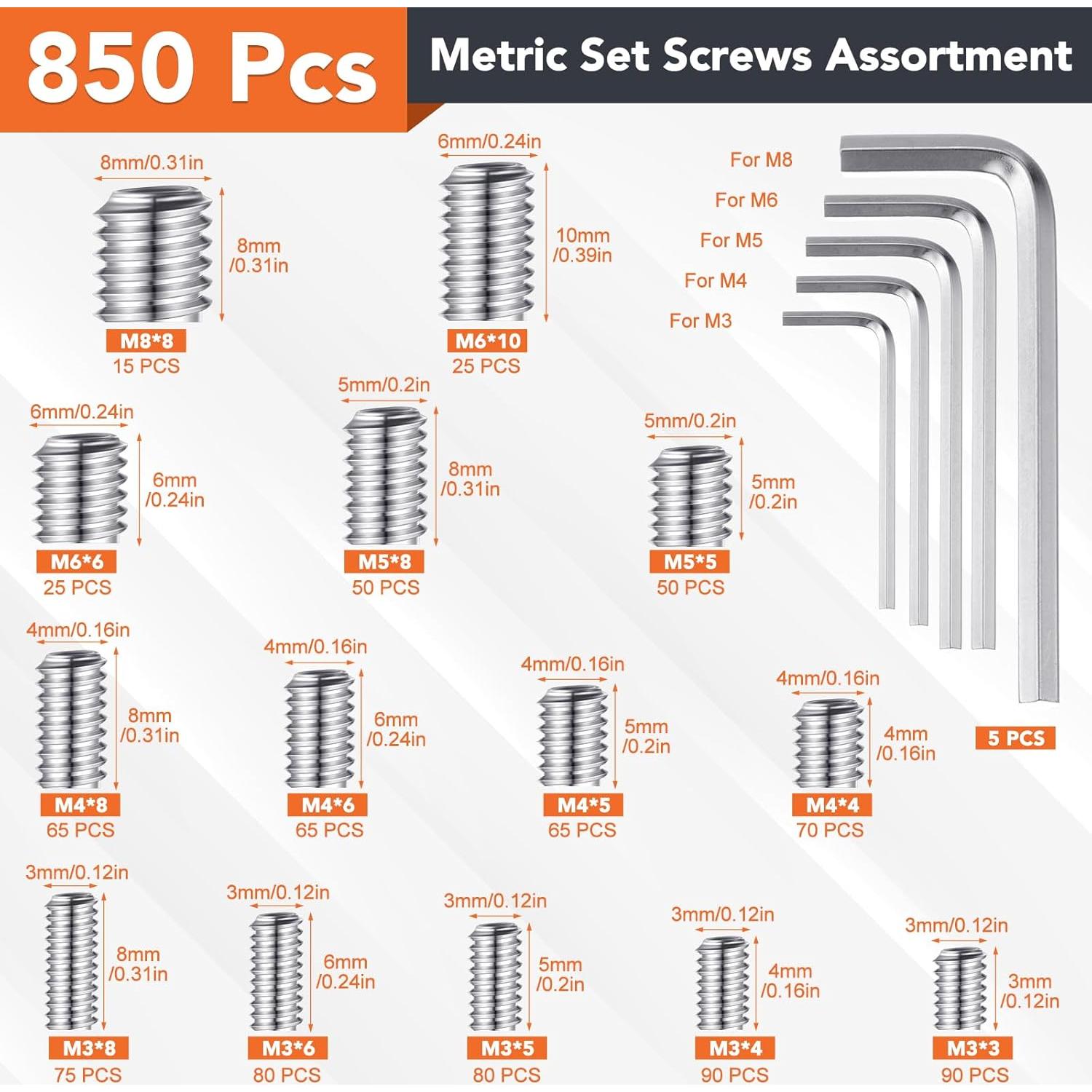 Kit de Tornillos Hexagonales 1400 Piezas Acero Inoxidable