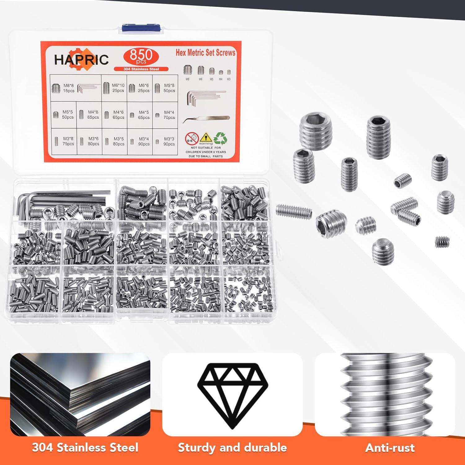 Kit de Tornillos Hexagonales 1400 Piezas Acero Inoxidable