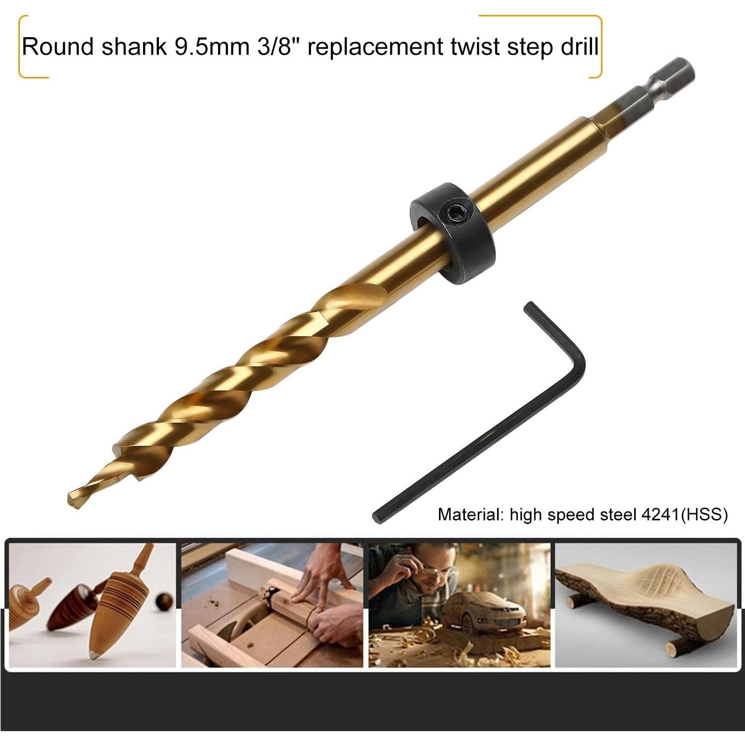 Broca OCGIG 1/4" Hexagonal Titanio 9.5mm para Carpintería