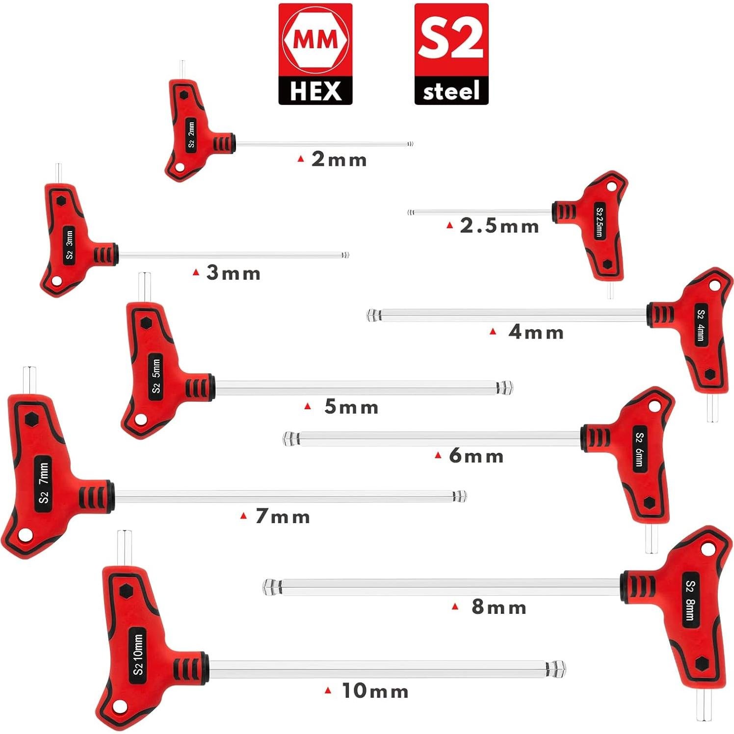 Juego de Llaves Allen T TOMMARS 9 Piezas 2-10 mm Acero S2
