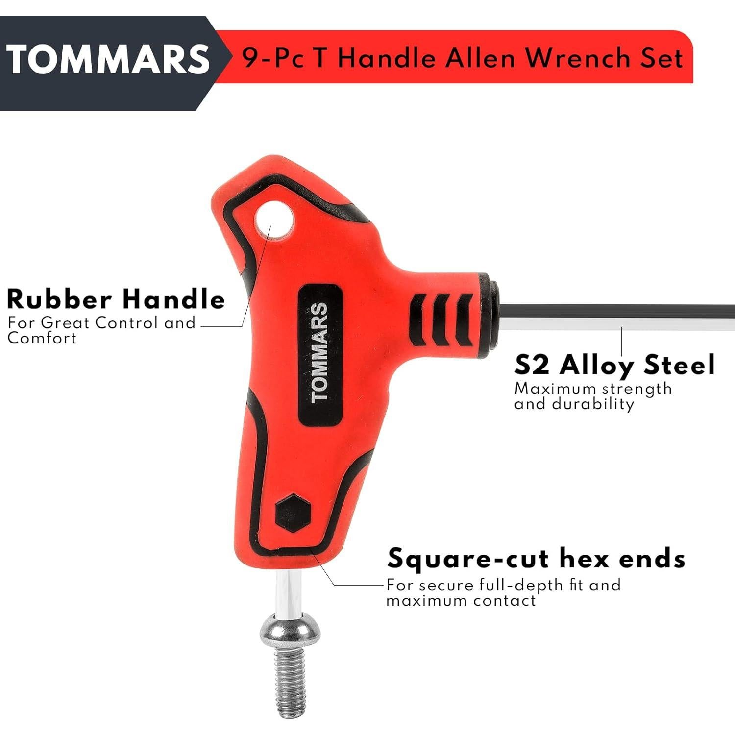 Juego de Llaves Allen T TOMMARS 9 Piezas 2-10 mm Acero S2