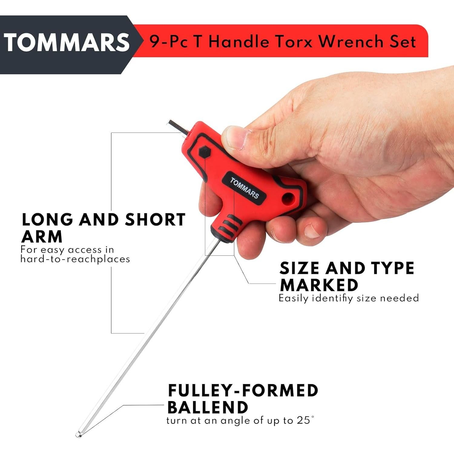 Juego de Llaves Allen T TOMMARS 9 Piezas 2-10 mm Acero S2