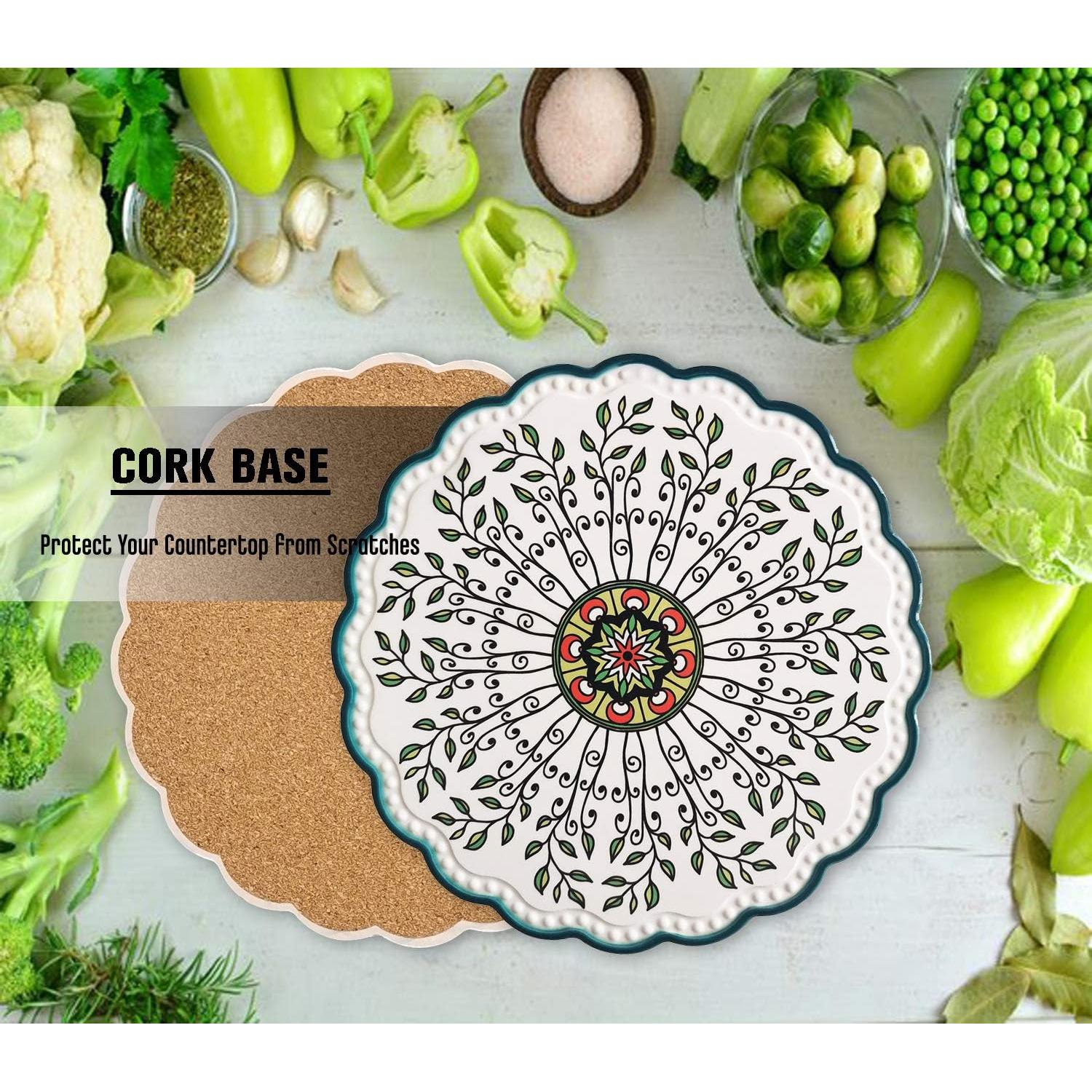 Trivetes de Cerámica WillFee Redondos 20 cm Juego de 4