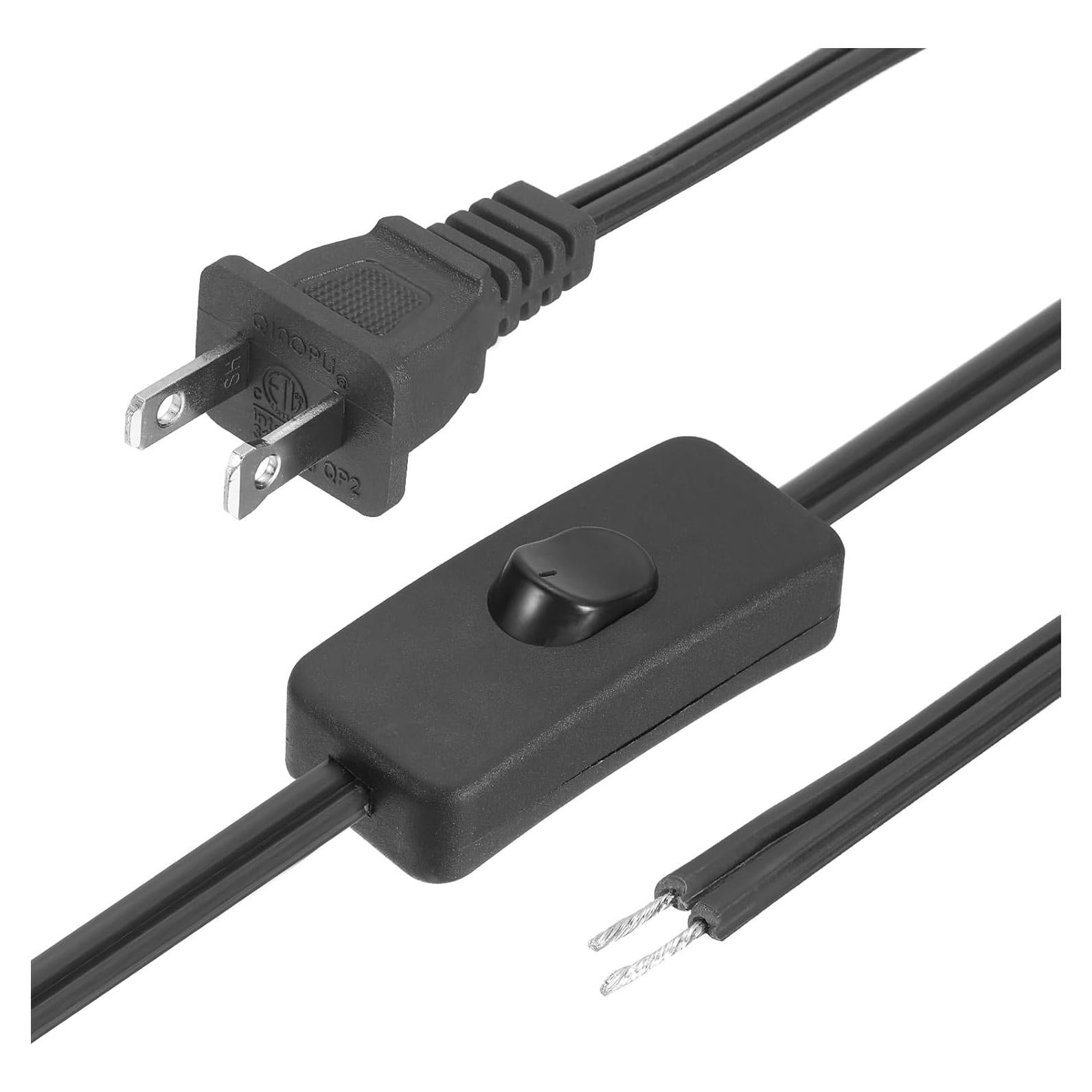 Cable de Luz uxcell con Interruptor 3.66m 18 AWG Negro