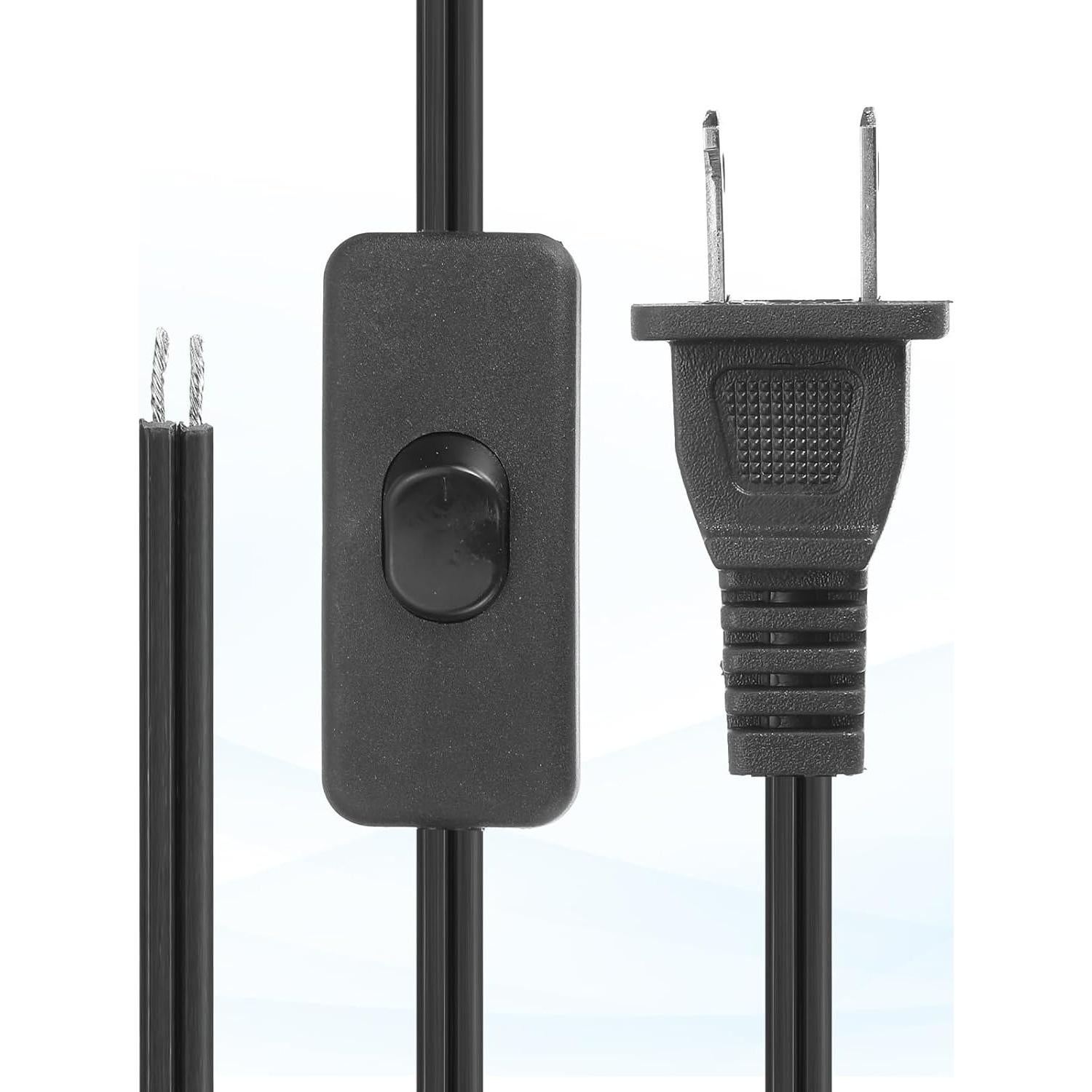 Cable de Luz uxcell con Interruptor 3.66m 18 AWG Negro