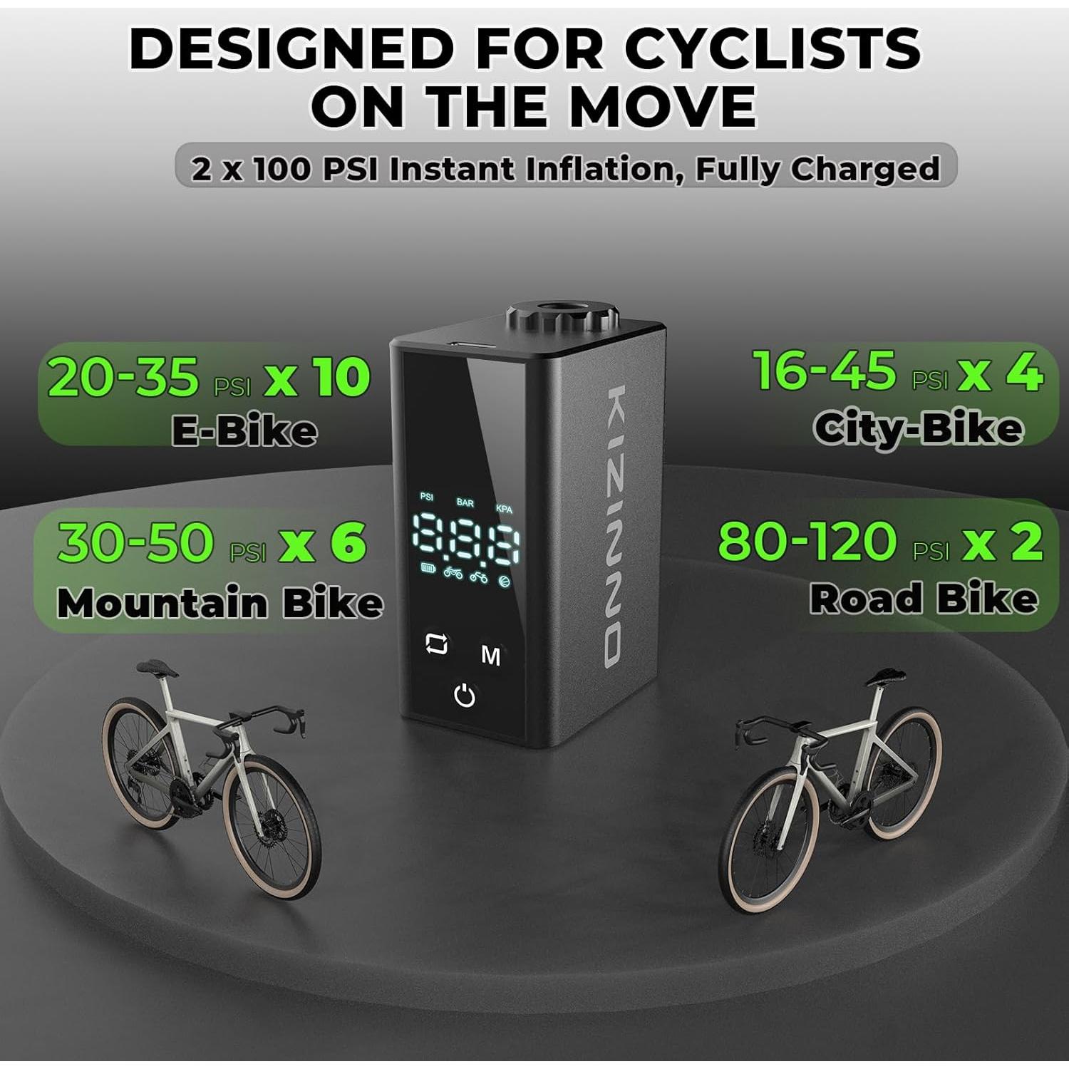 Mini bomba de bicicleta KIZINNO B7 120 PSI portátil negra