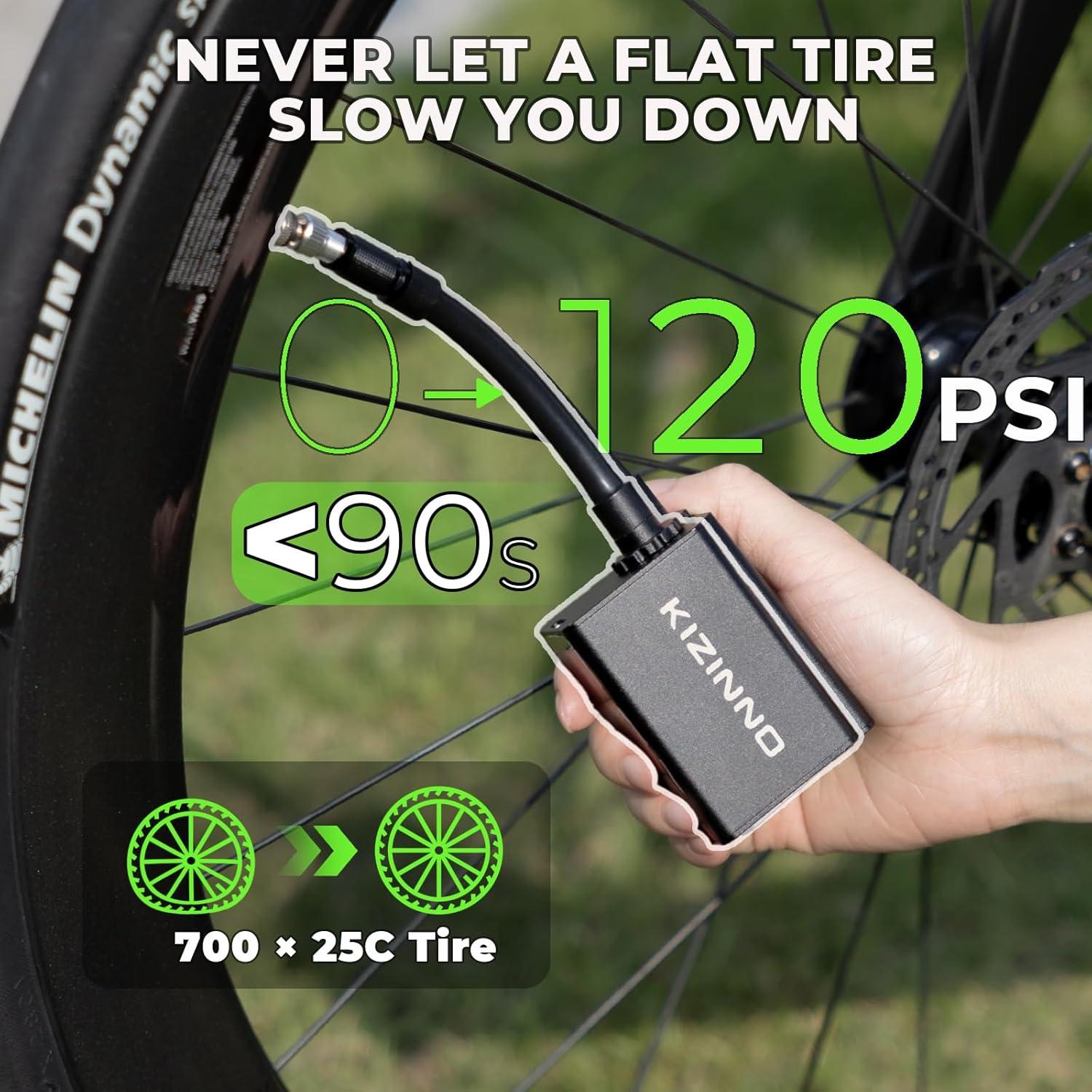 Mini bomba de bicicleta KIZINNO B7 120 PSI portátil negra