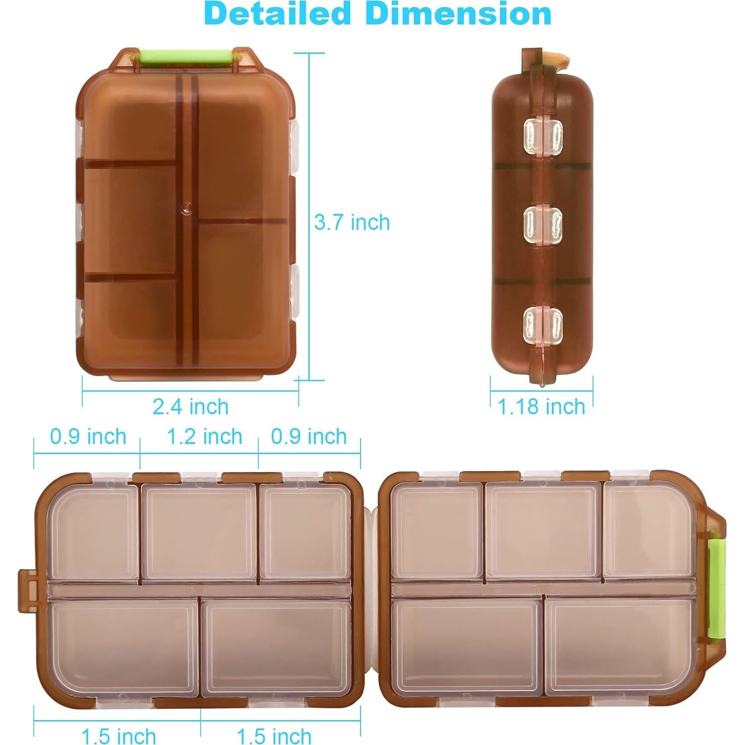 2 Cajas Organizadoras de Pastillas Portátiles Nspring 10 Compartimentos